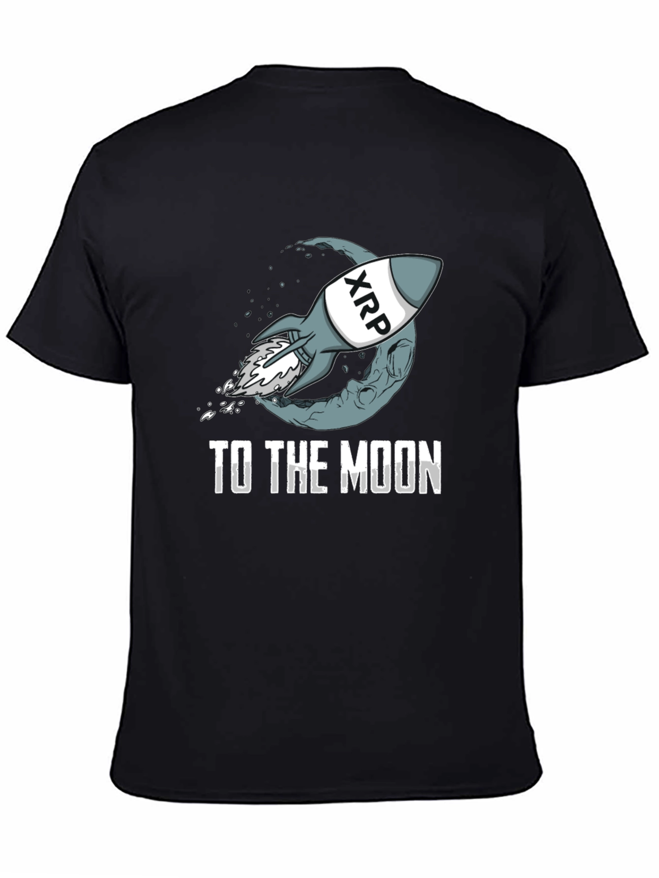 Black XRP Rocket to the Moon Black T-Shirt view 4