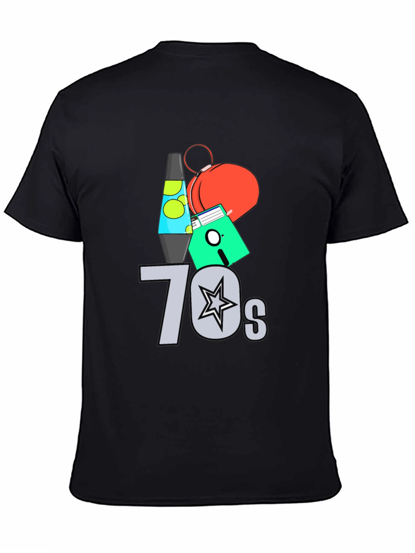 Black Retro 70s Graphic Tee - Nostalgic Vintage Style view 4