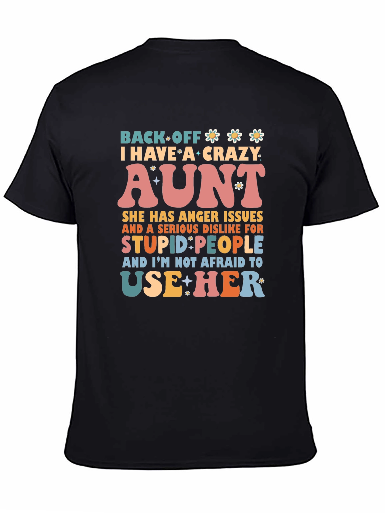 Black Crazy Aunt T-Shirt - Novelty Graphic Tee view 4
