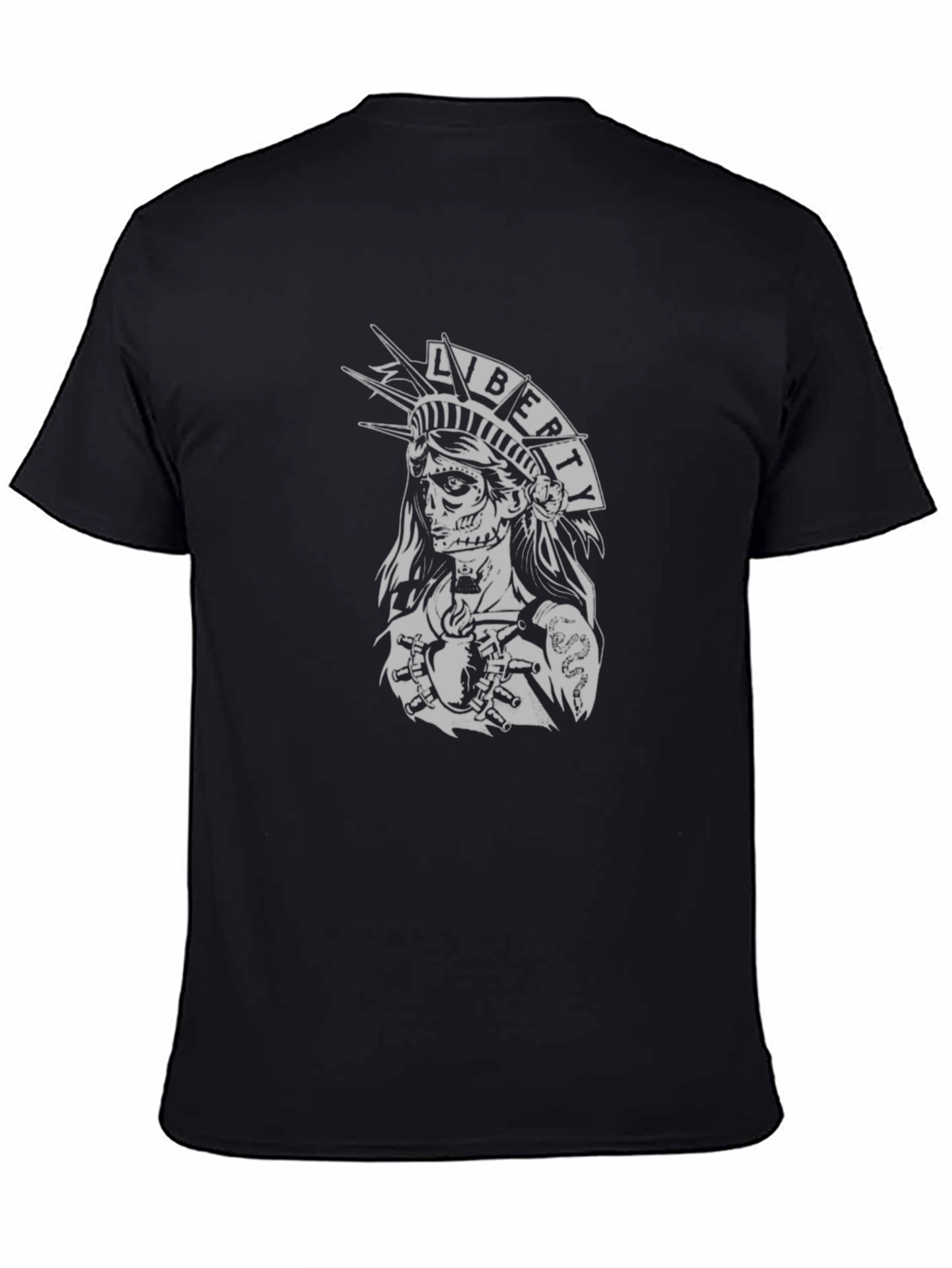 Black Liberty Skull Graphic Tee - Black view 4