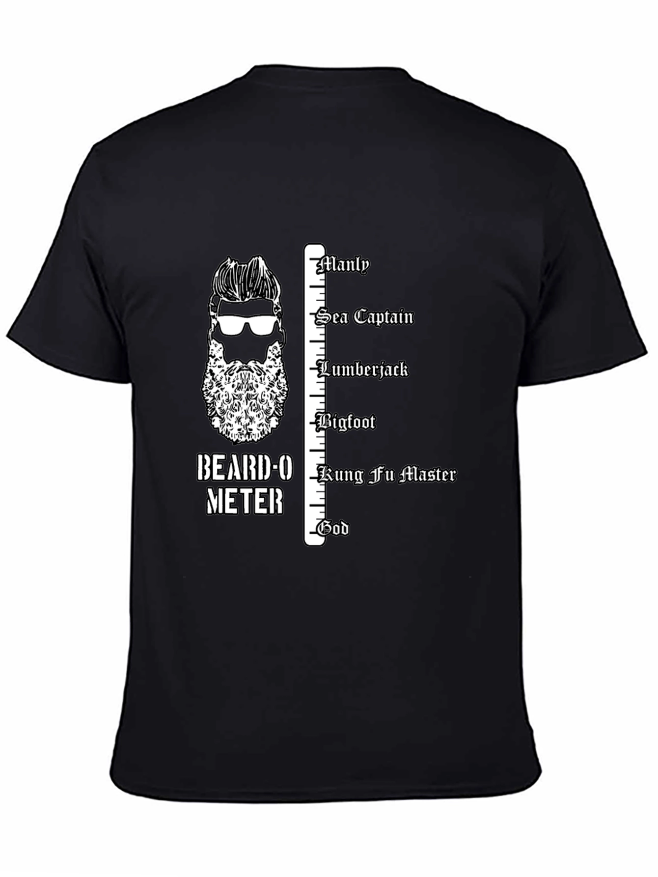 Black Beard-O-Meter Graphic Tee - Manly Humor T-Shirt view 4