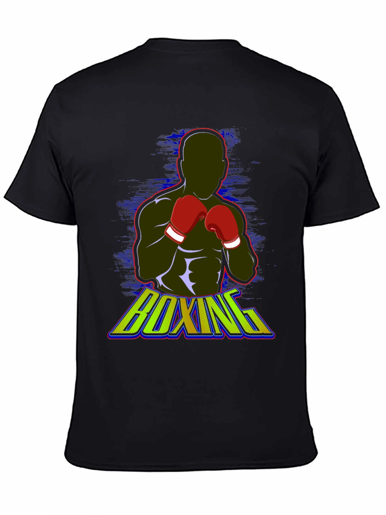 Black Boxing Graphic Tee - Black Cotton Blend T-Shirt view 4