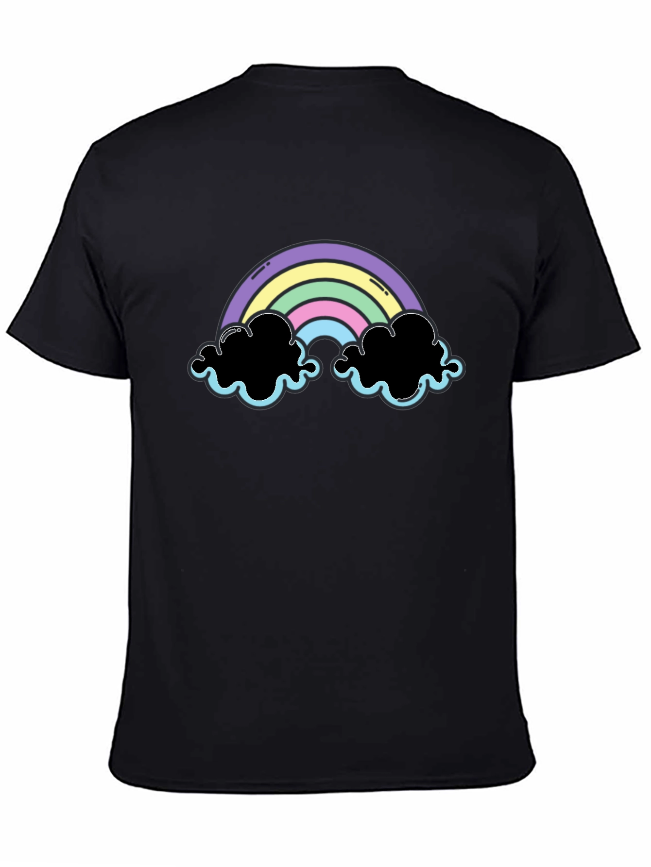 Black Pastel Rainbow Cloud Graphic Tee view 4