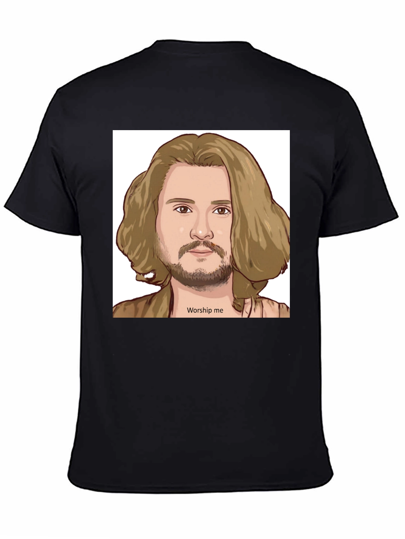Black Worship Me Cartoon Graphic Tee view 4