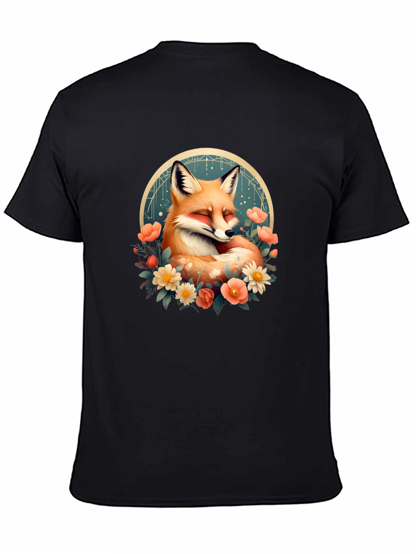 Black Fox & Floral Graphic T-Shirt - Unisex view 4