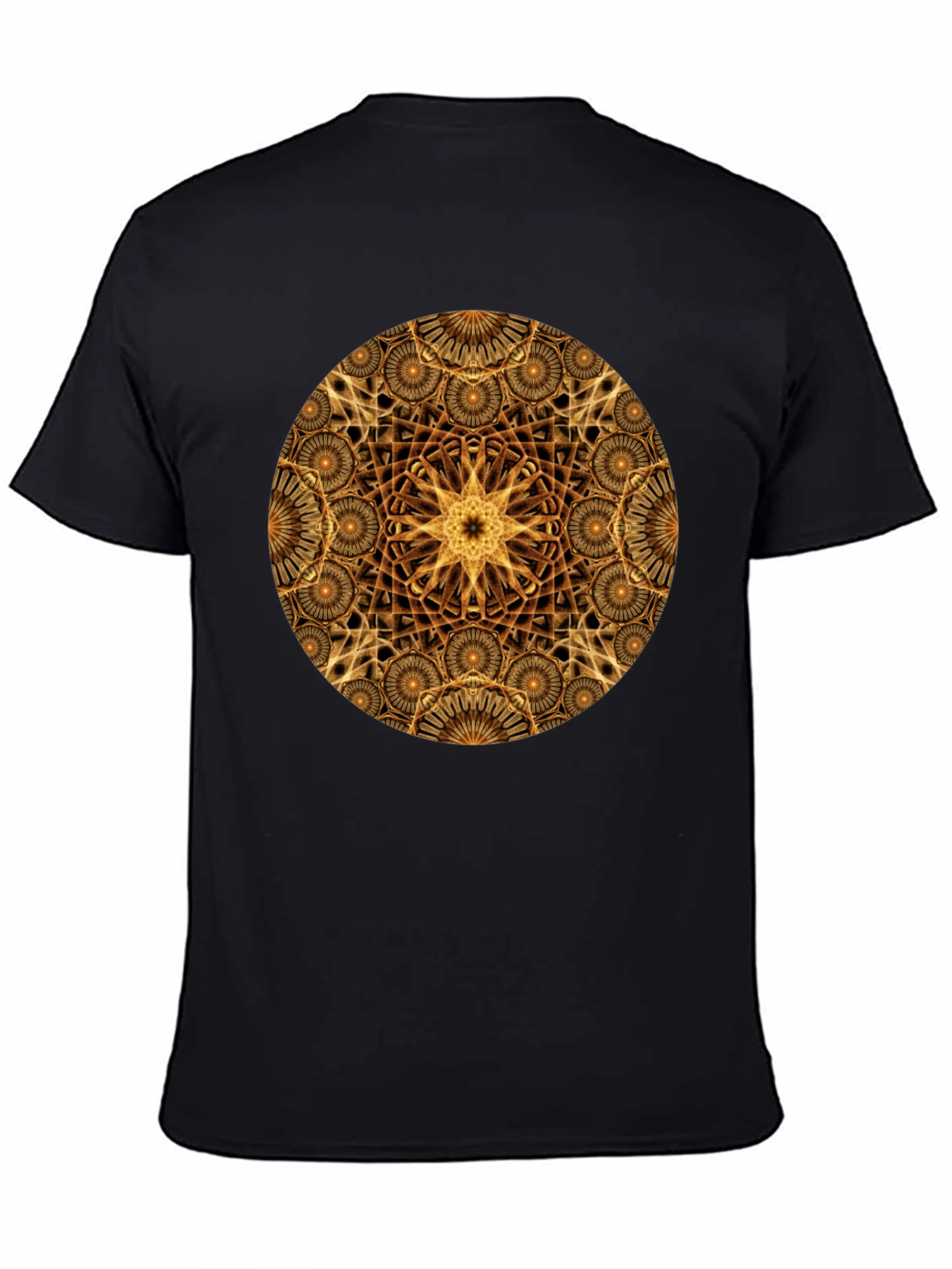 Black Geometric Gold Mandala Graphic T-Shirt view 4