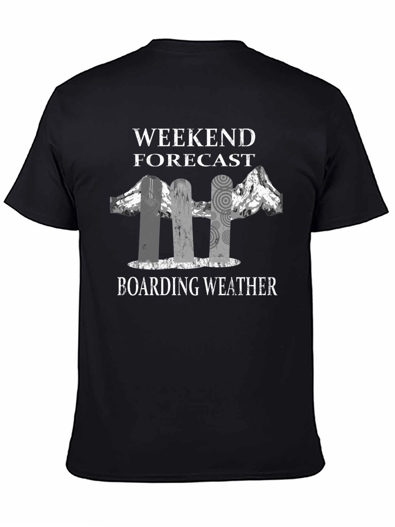 Black Weekend Forecast Boarding Weather Black T-Shirt view 4