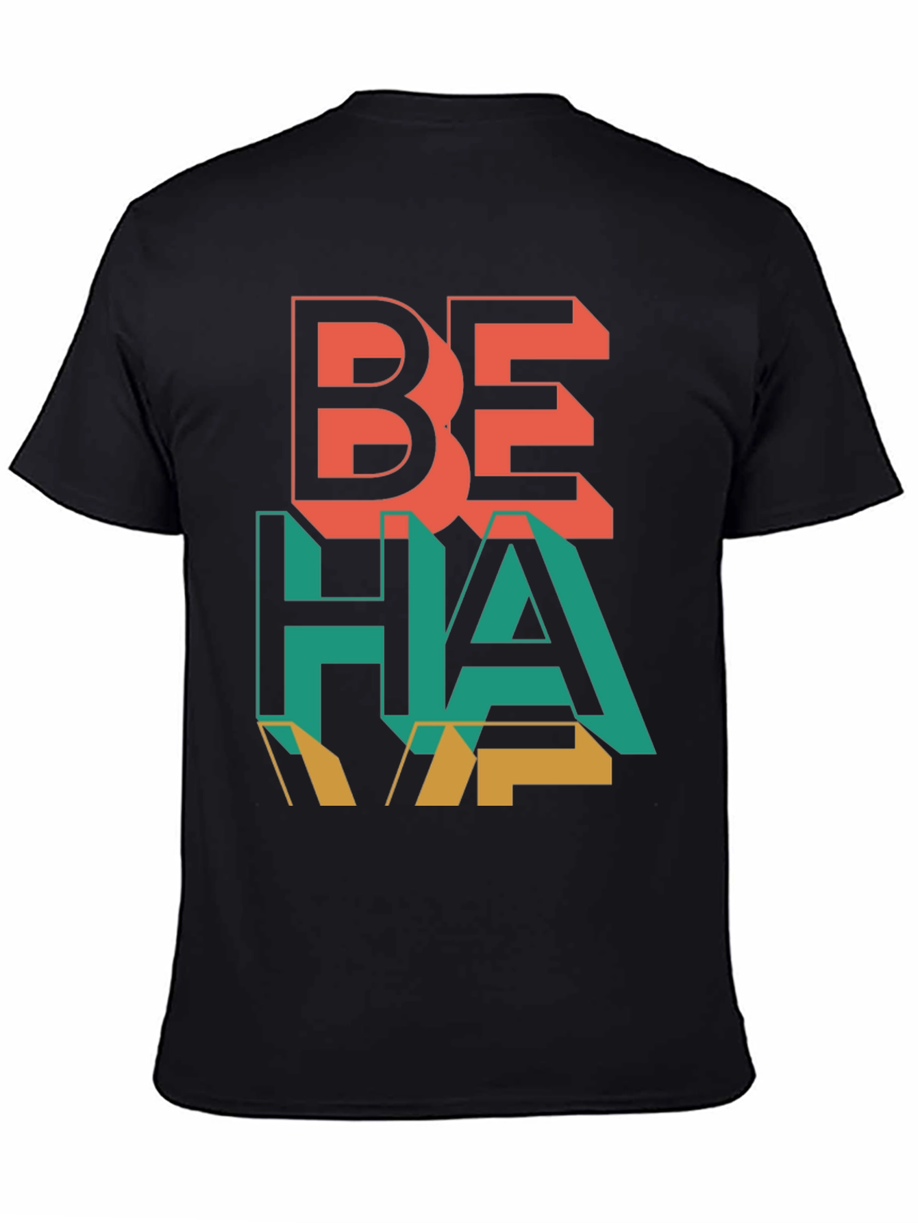 Black Be Happy Black Graphic Tee view 4