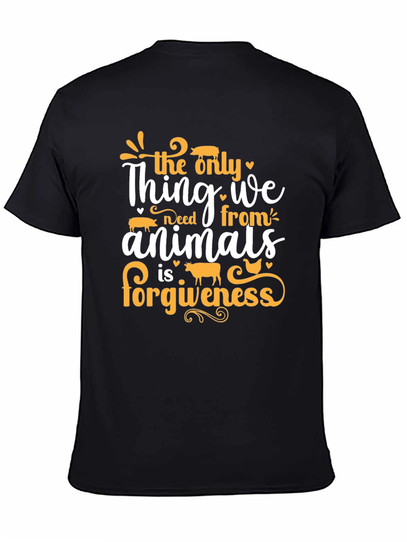 Black Vegan Animal Forgiveness T-Shirt - Unisex view 4