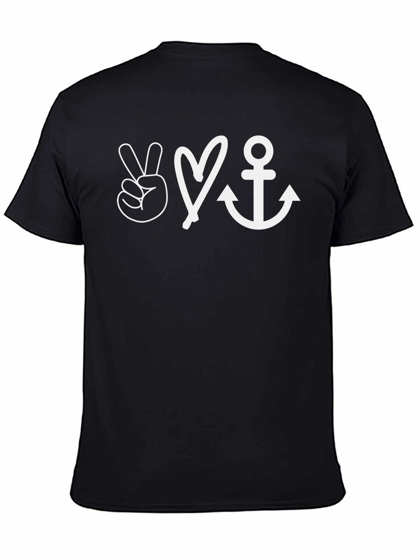 Black Peace Love Anchor Graphic T-Shirt view 4