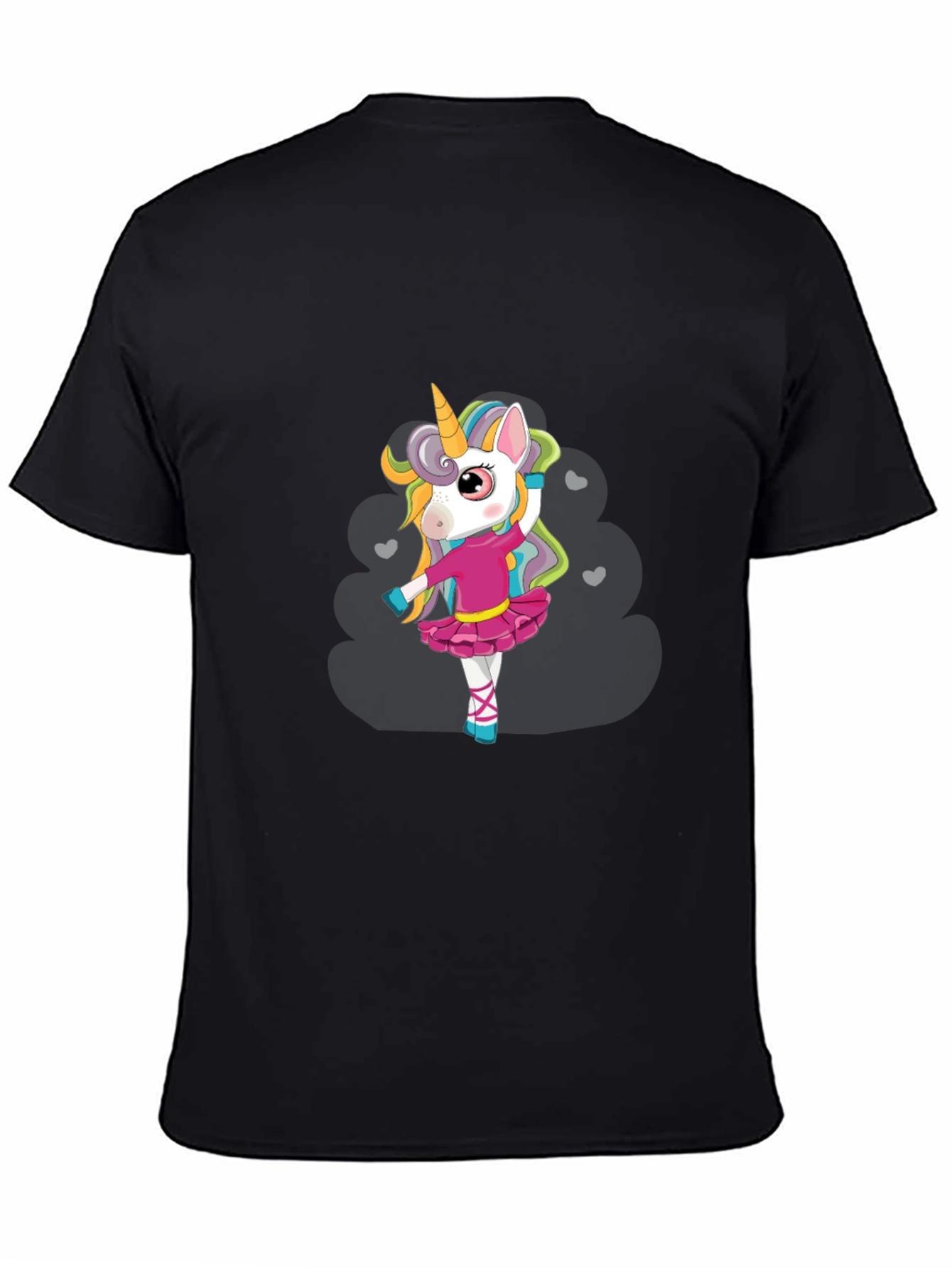 Black Unicorn Ballerina Black T-Shirt view 4