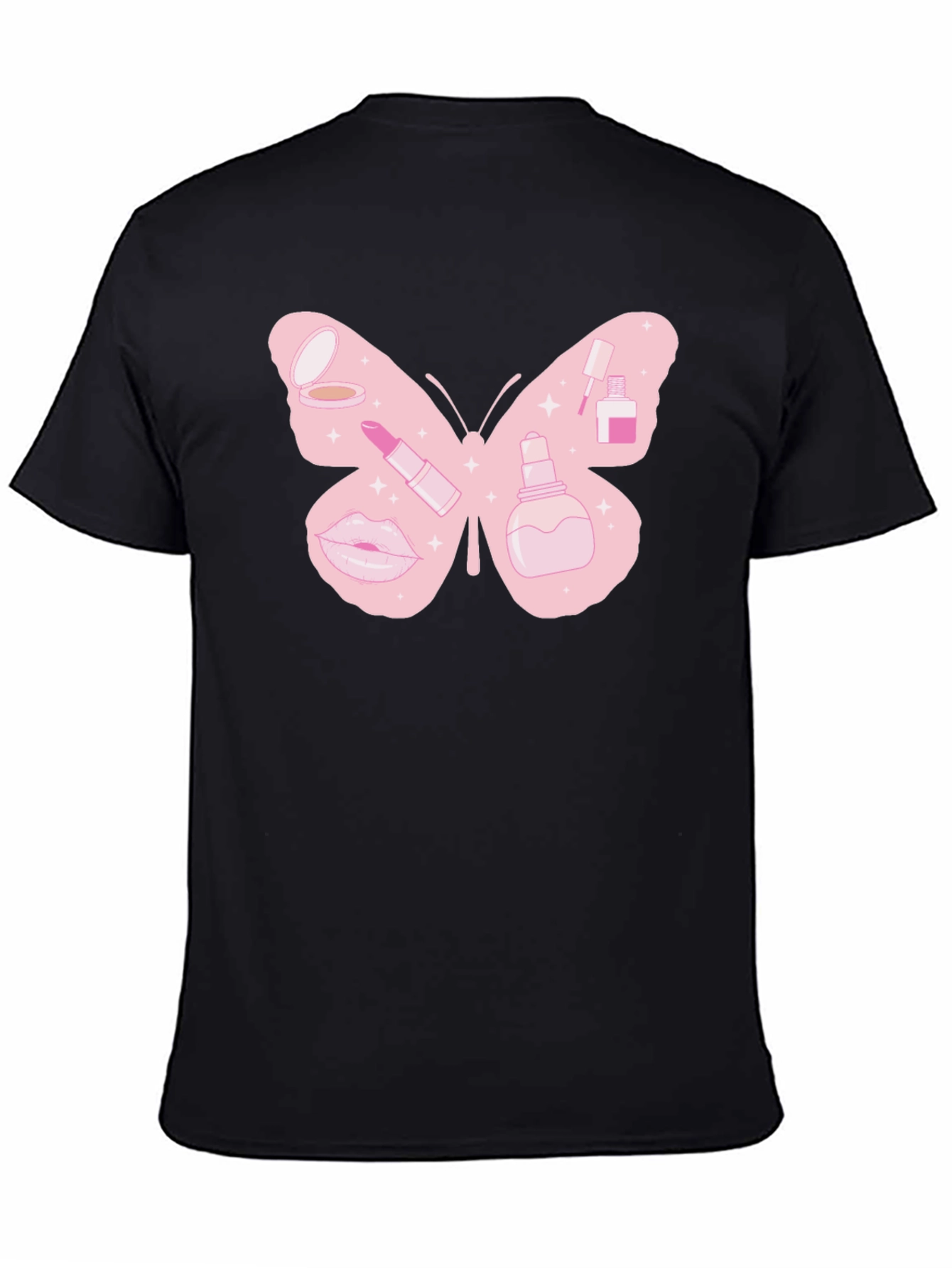 Black Makeup Butterfly Graphic T-Shirt view 4