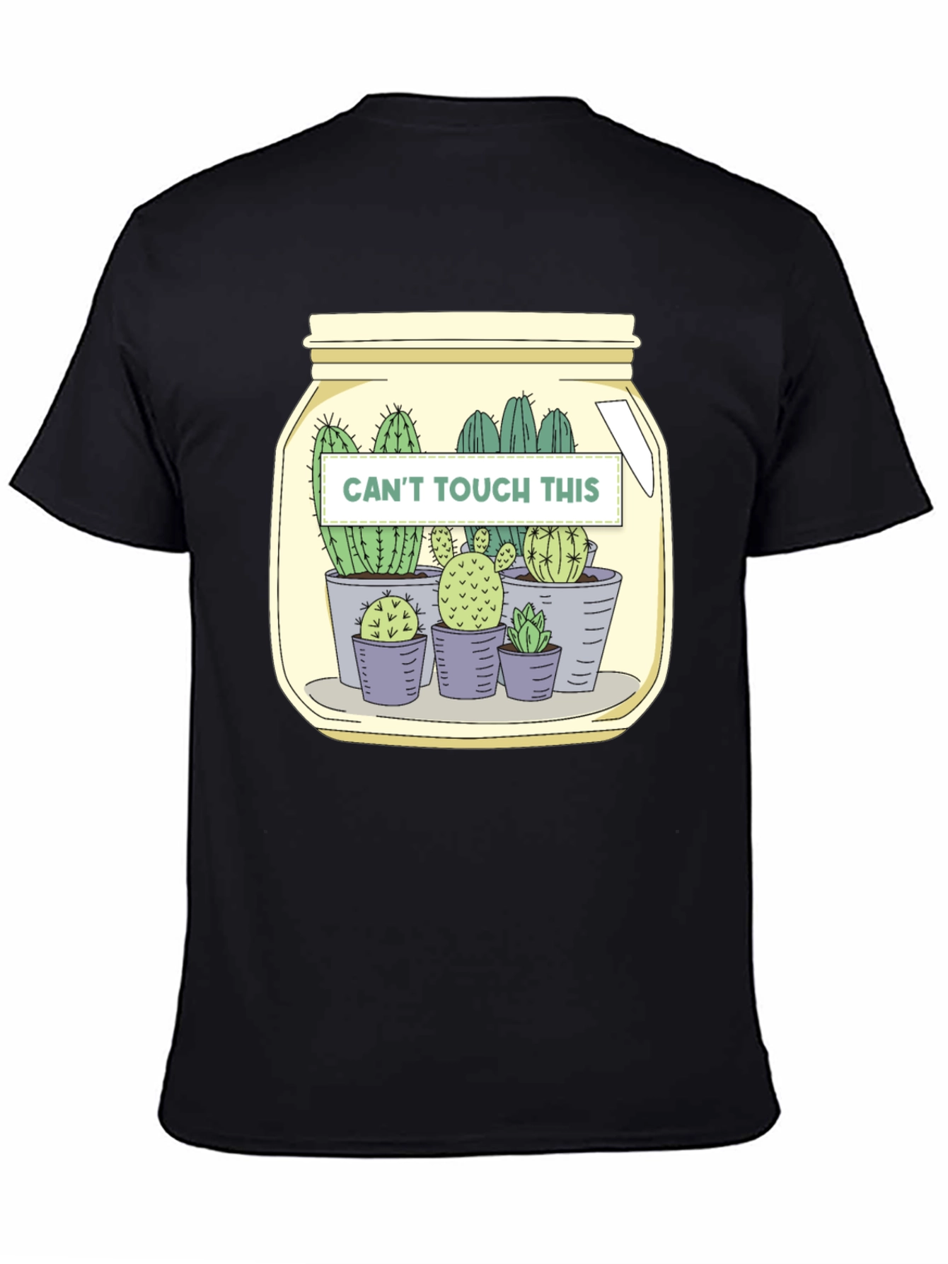 Black Cactus Crew T-Shirt - "Can't Touch This" Graphic Tee view 4