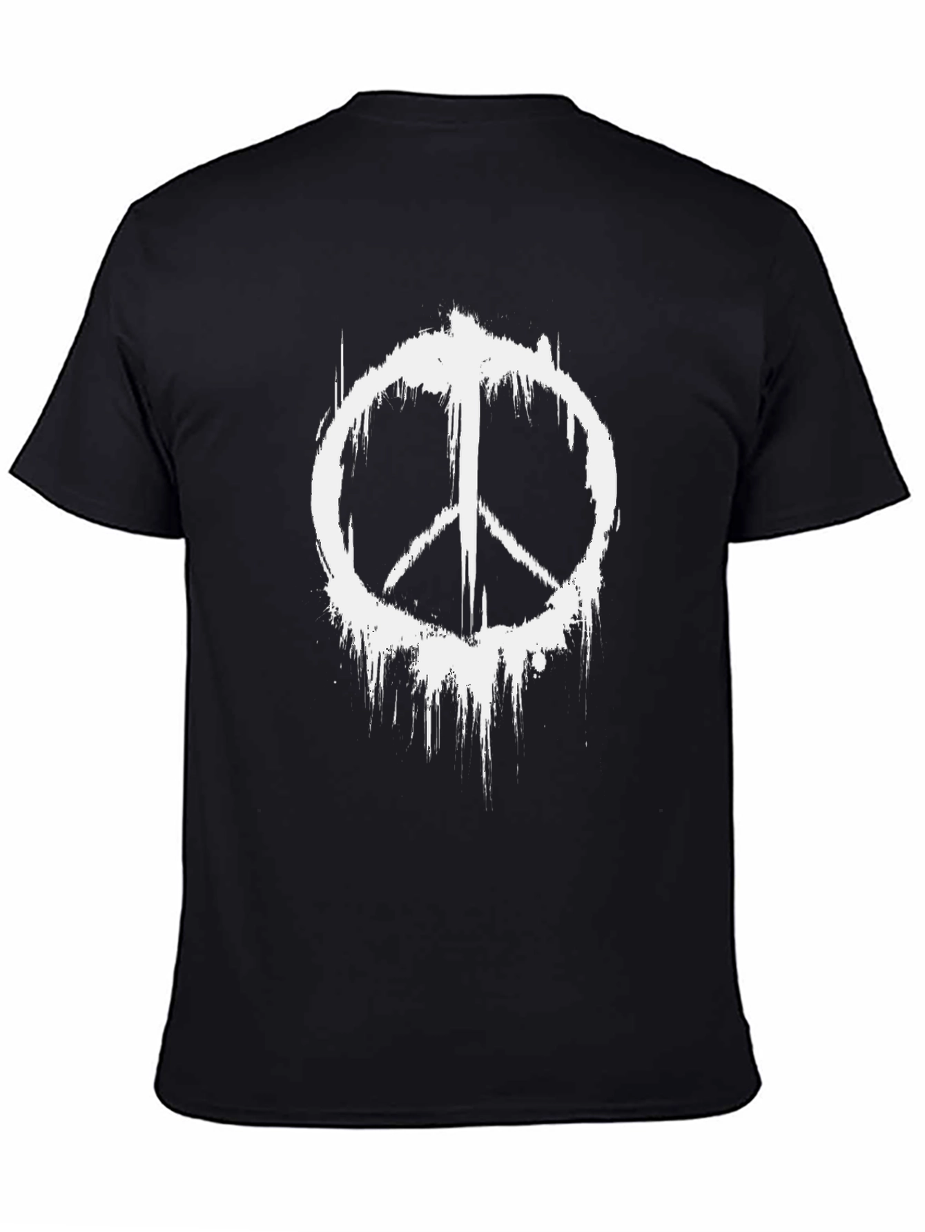 Black Distressed Peace Sign Black Graphic T-Shirt view 4