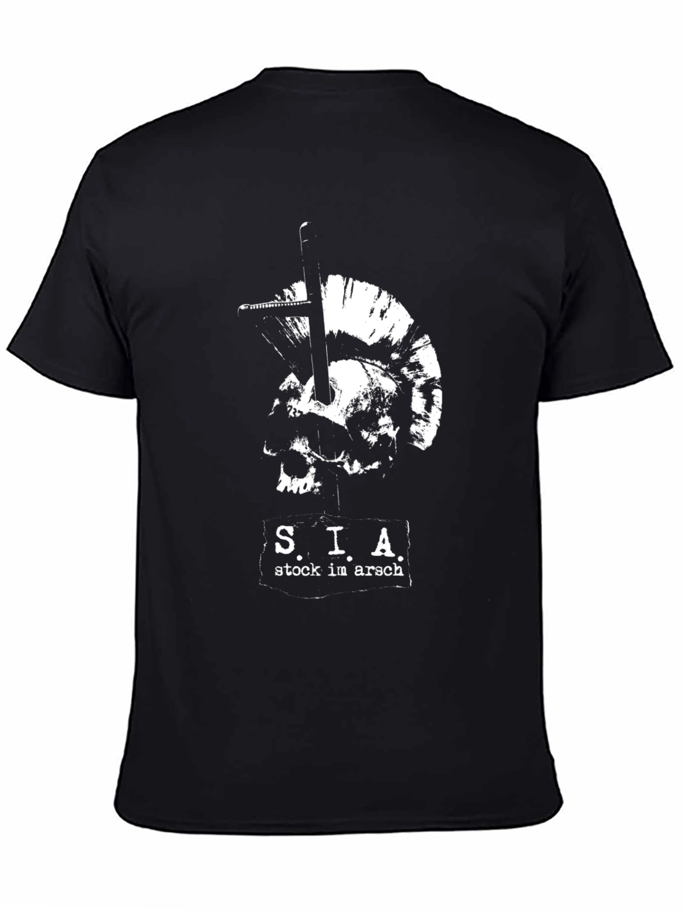 Black S.I.A. Punk Skull T-Shirt - Stock im Arsch Black Tee view 4