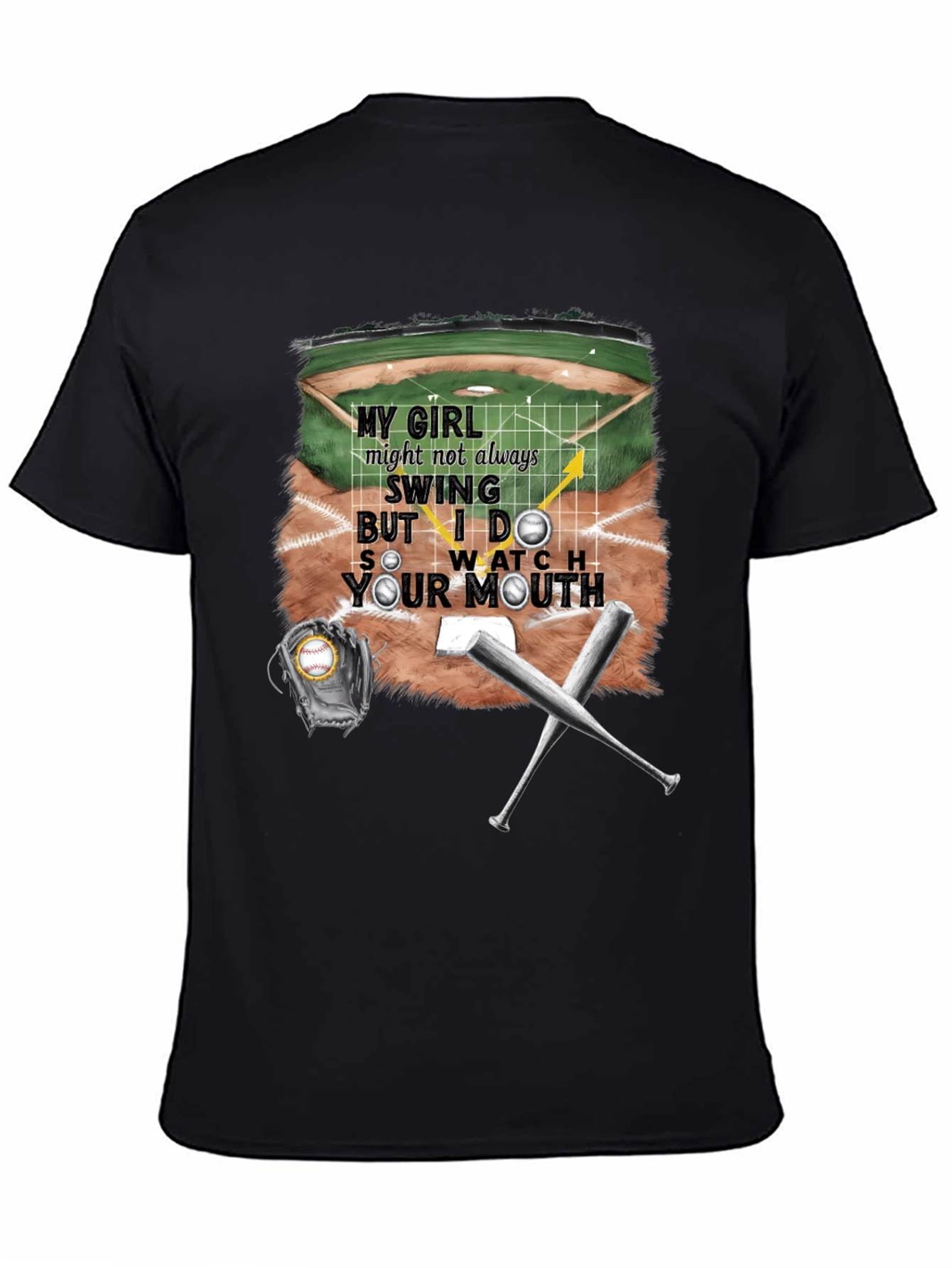 Black My Girl Baseball T-Shirt - Watch Your Mouth! view 4