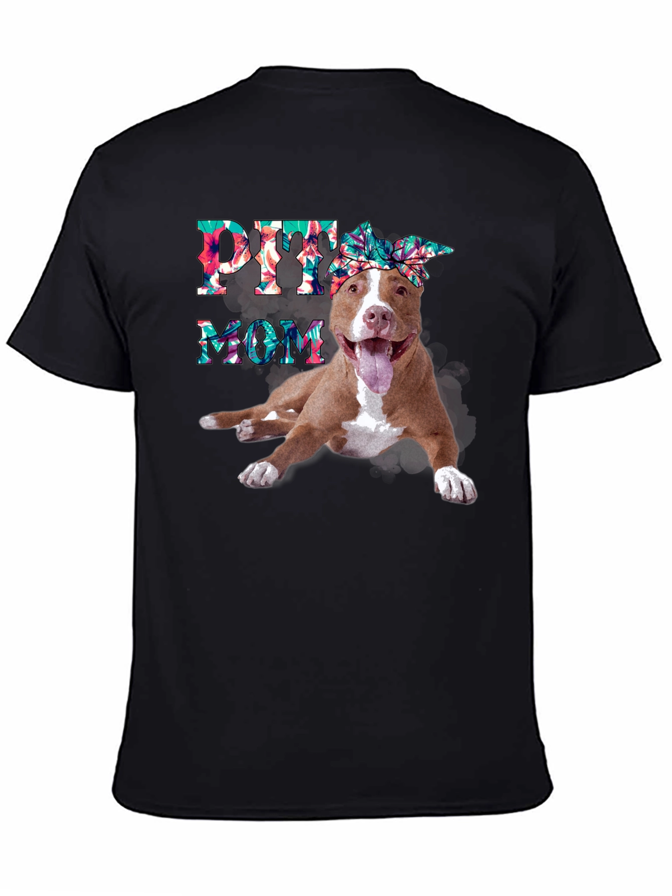 Pitbull Mom T-Shirt - Floral Design - 4