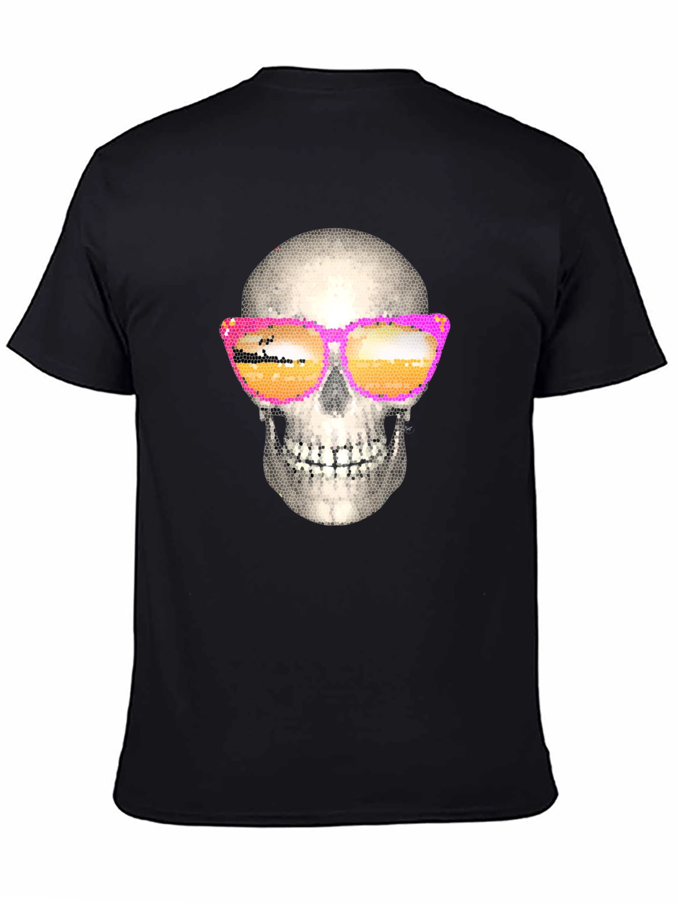 Black Skull in Sunglasses Graphic T-Shirt view 4