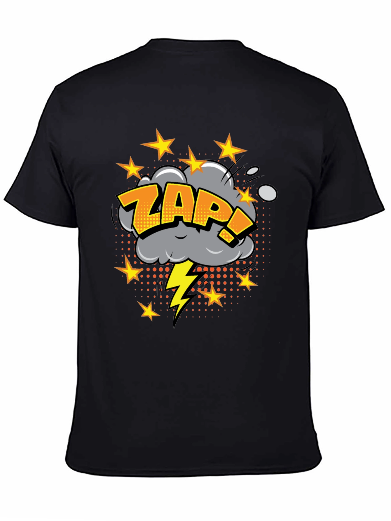 Black Zap! Graphic Print Black T-Shirt view 4