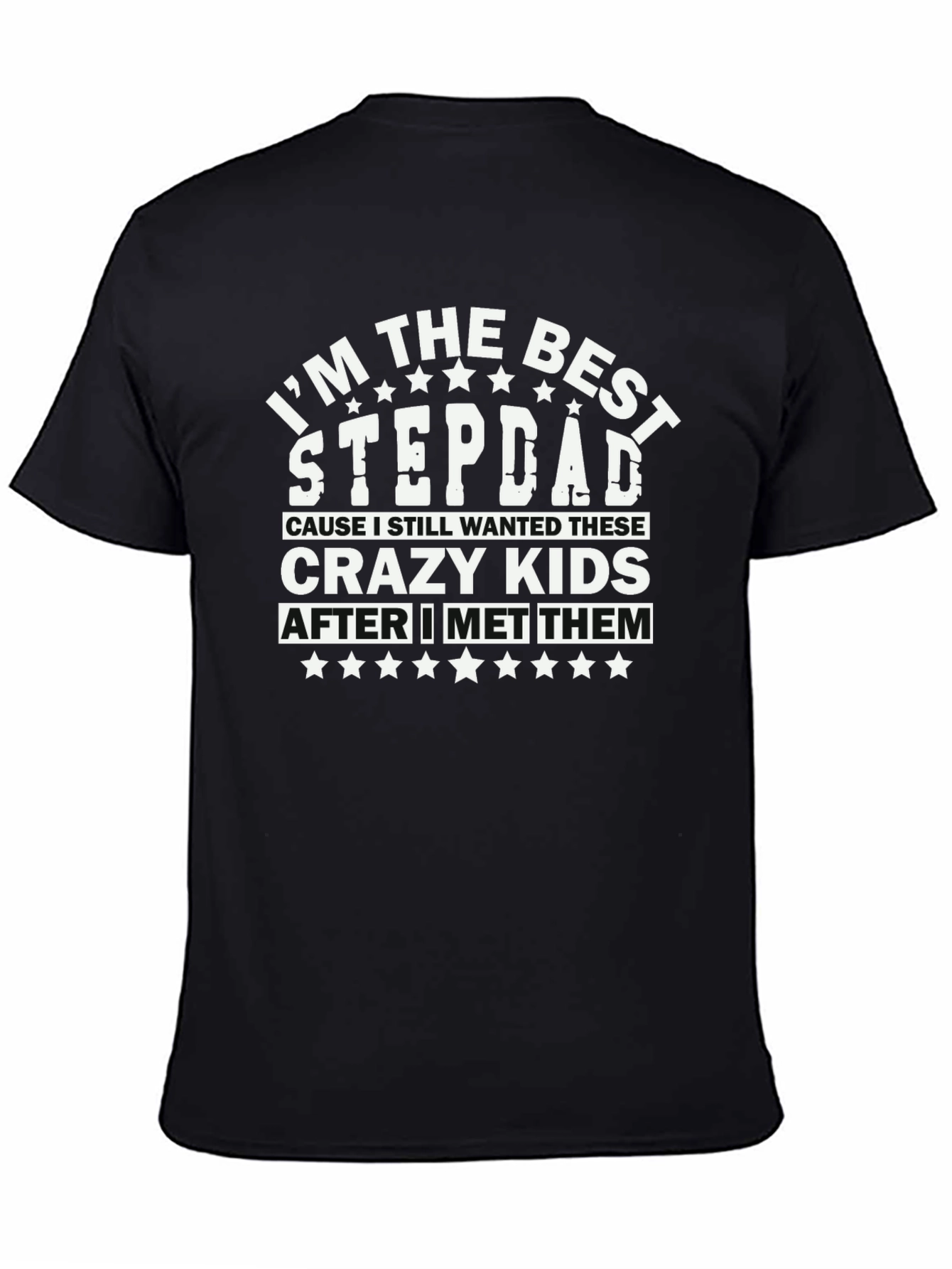 Black Best Stepdad T-Shirt - Funny Family Tee view 4