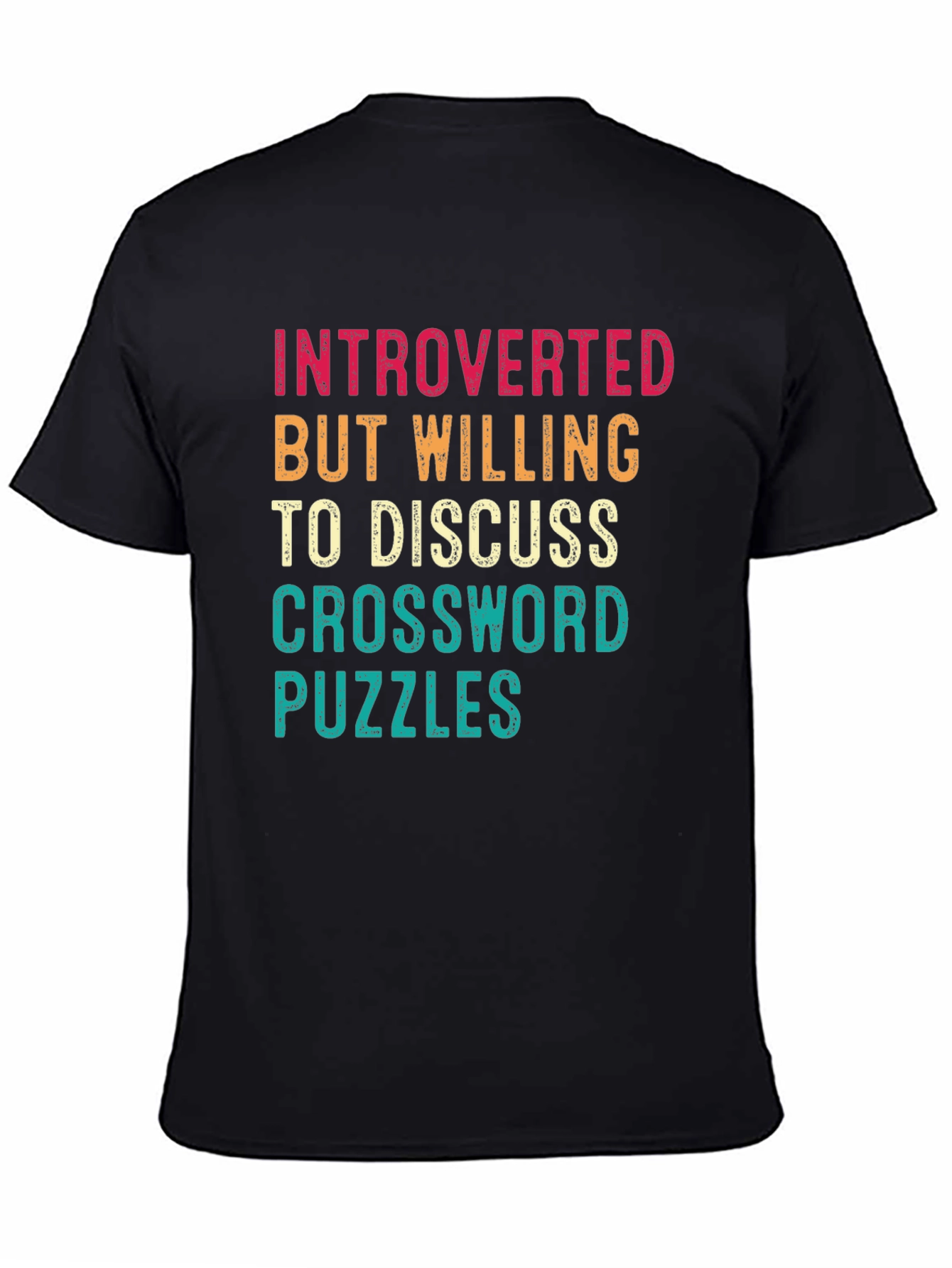 Black Introverted Crossword Puzzles Graphic Tee view 4