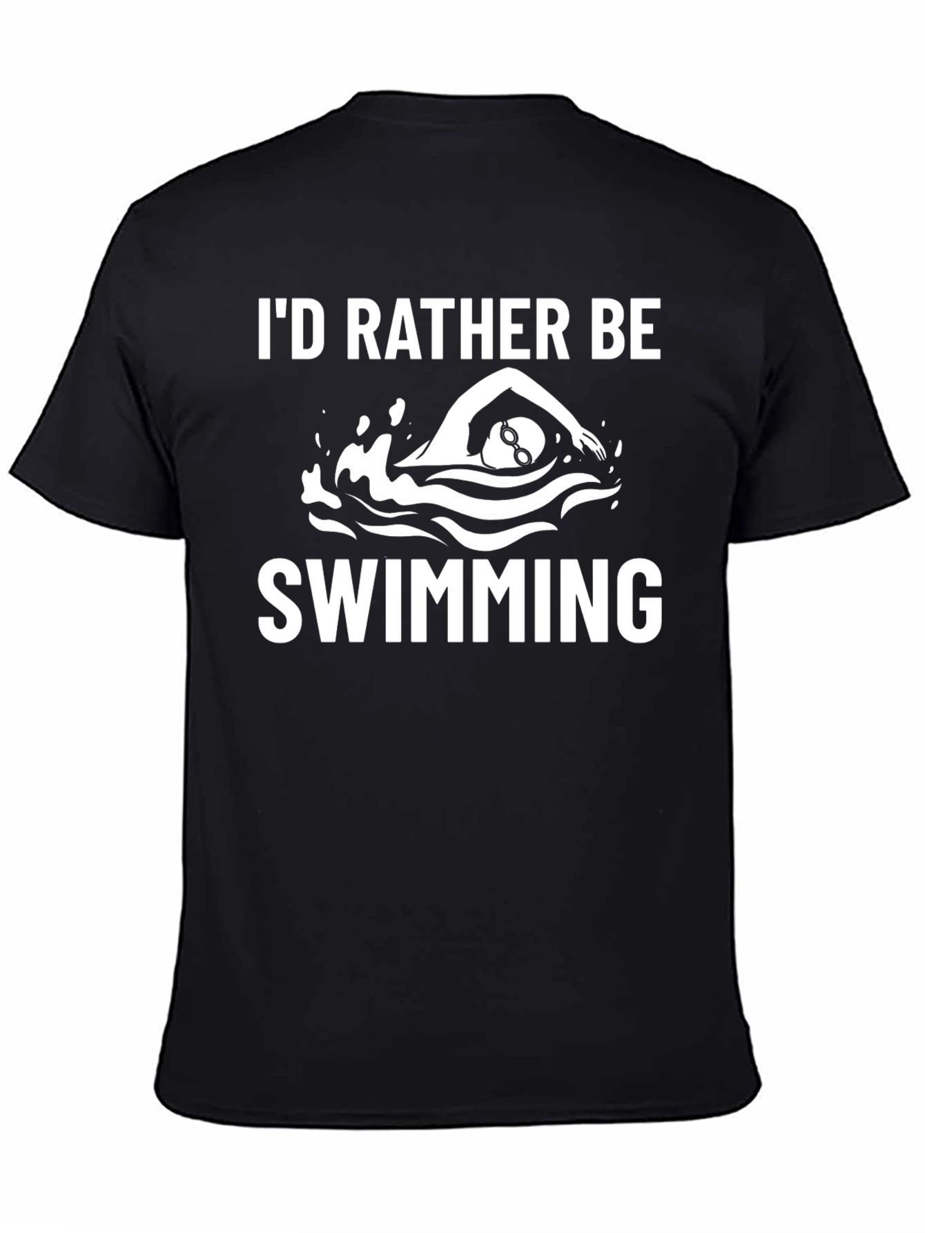 Black I'd Rather Be Swimming T-Shirt - Black Cotton Tee view 4