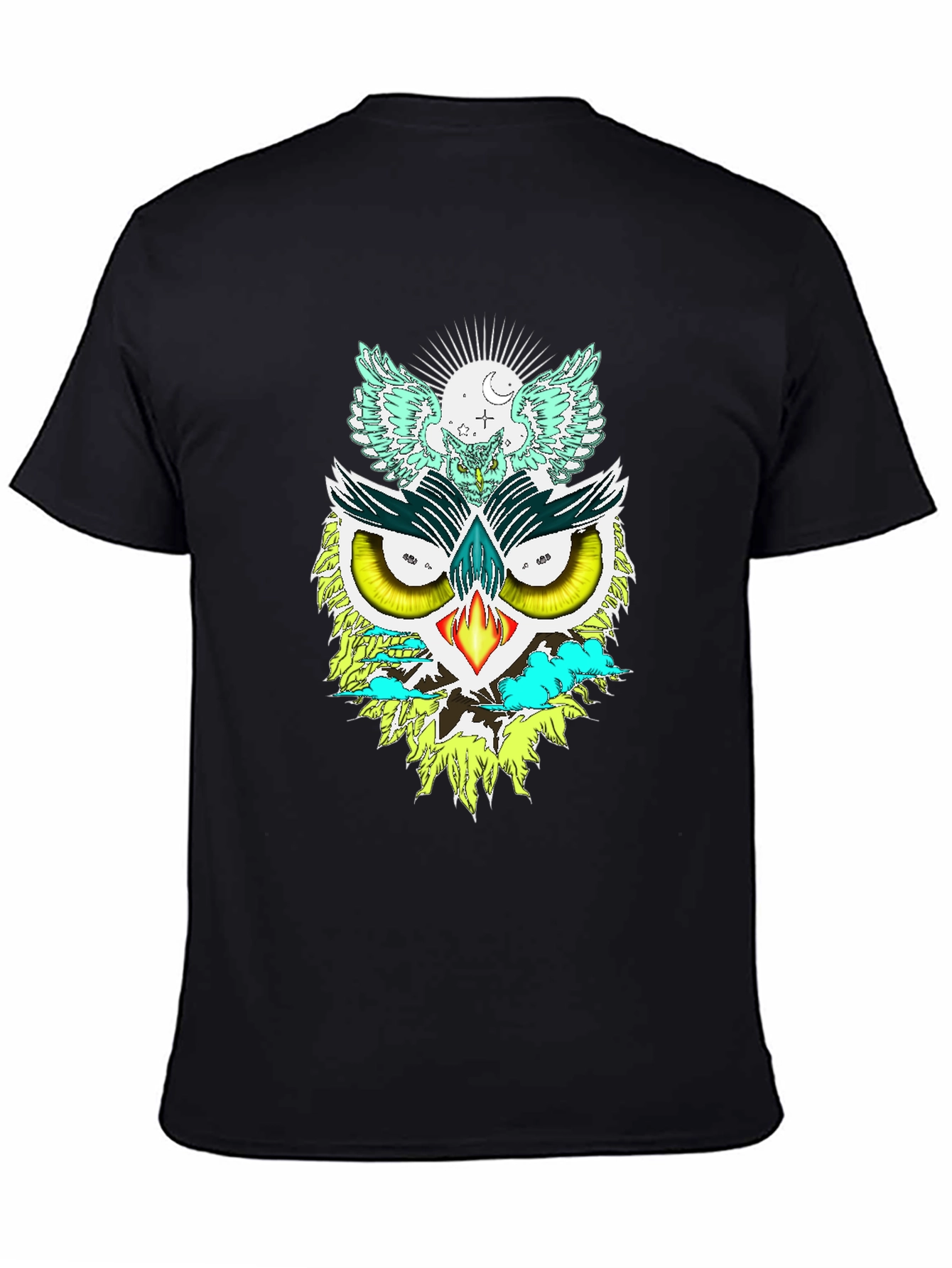Black Unique Owl Graphic Print Tee view 4