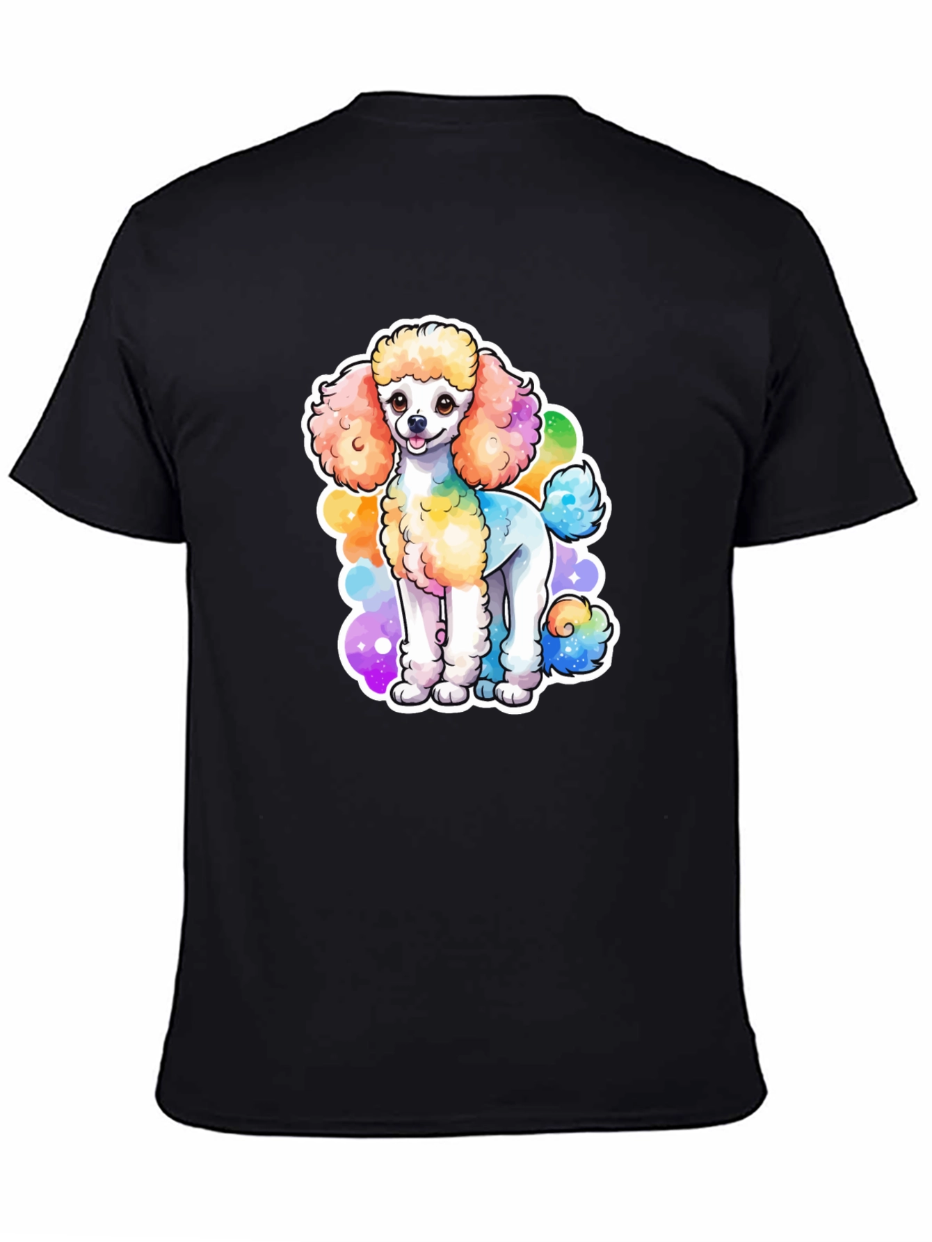 Black Rainbow Poodle Graphic Black T-Shirt view 4