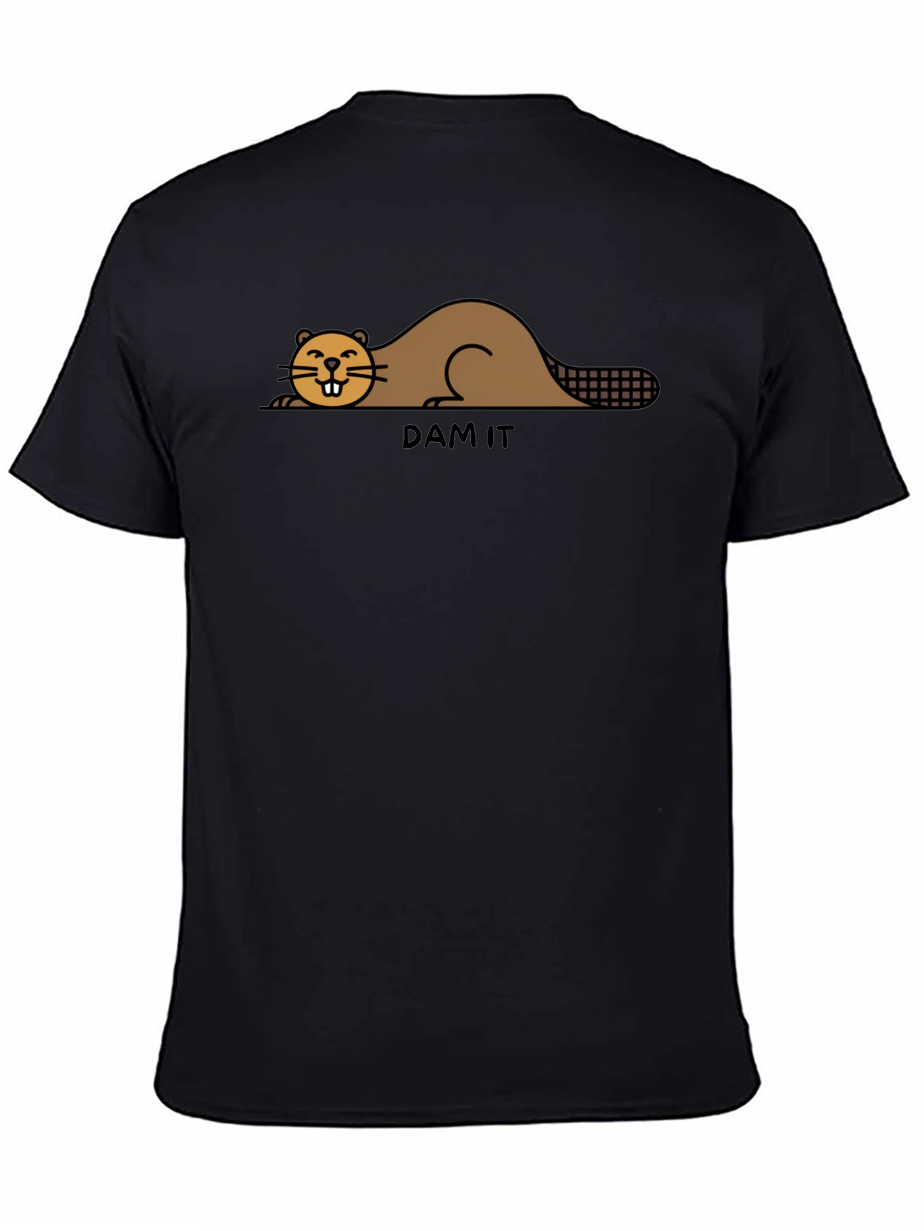 Black Funny Beaver "Dam It" Graphic T-Shirt view 4