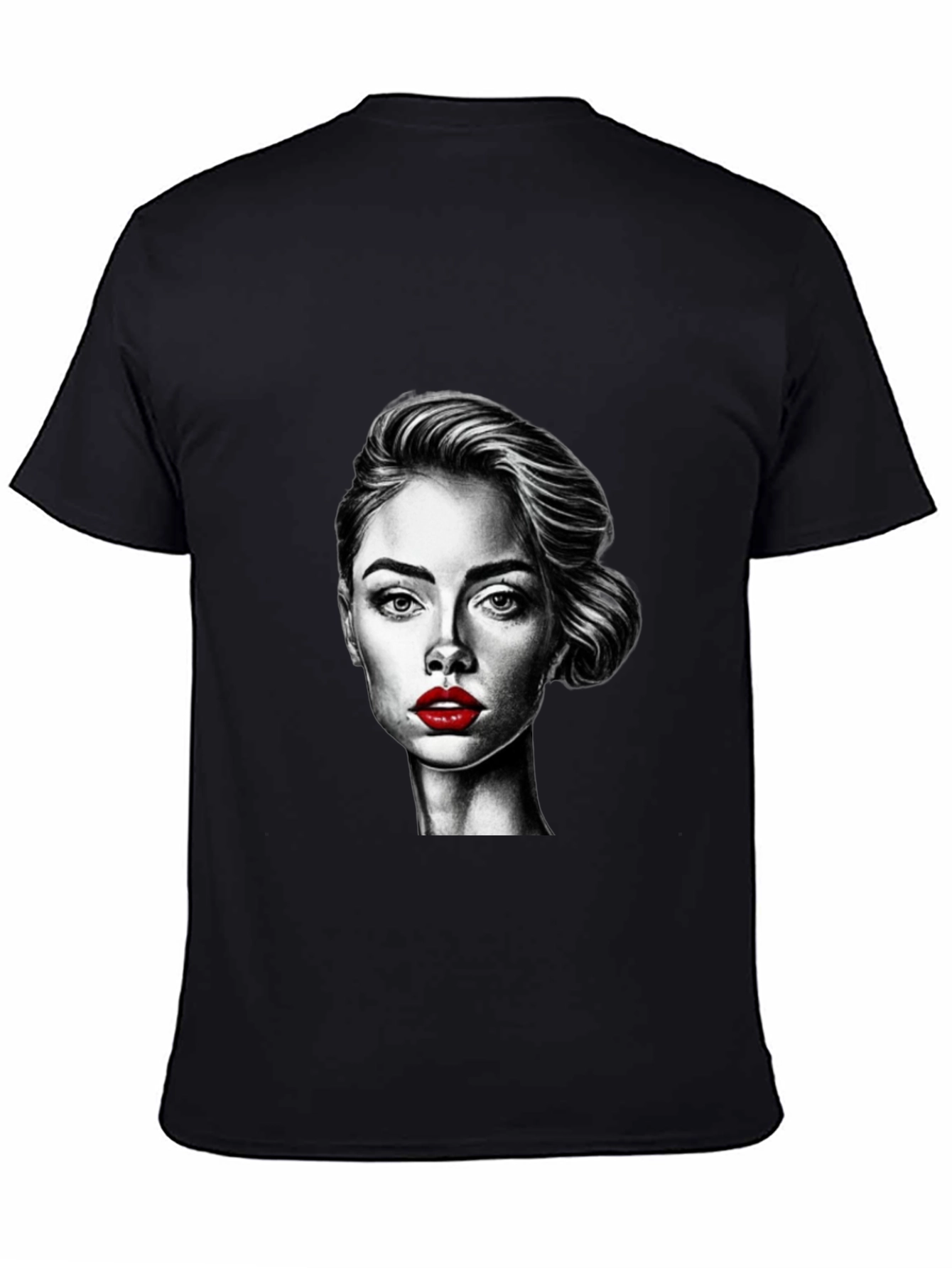 Woman Portrait Graphic Tee - Stylish Black T-Shirt - 4