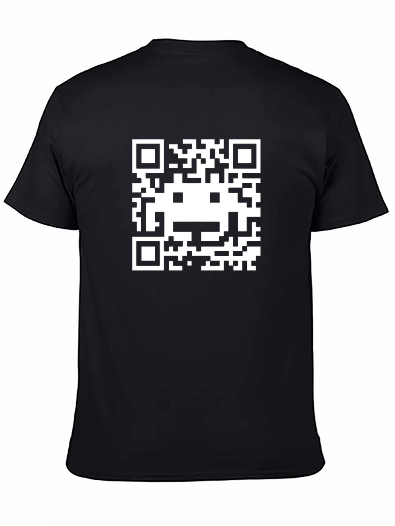 Black Black T-Shirt with QR Code Graphic Print view 4