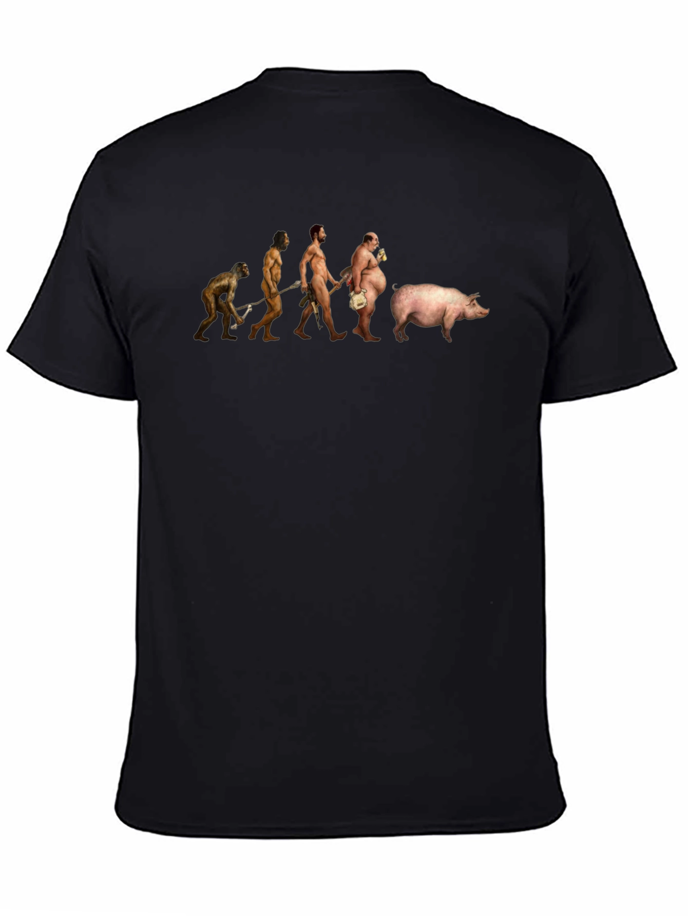 Black Evolution of Pig T-Shirt view 4