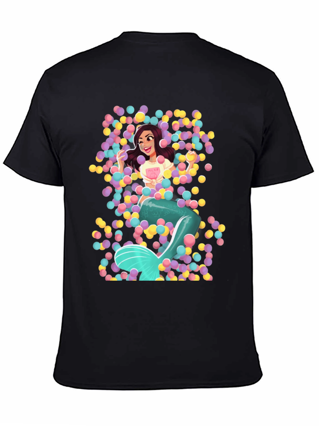 Black Mermaid in Ball Pit Graphic Tee - Fun Novelty T-Shirt view 4