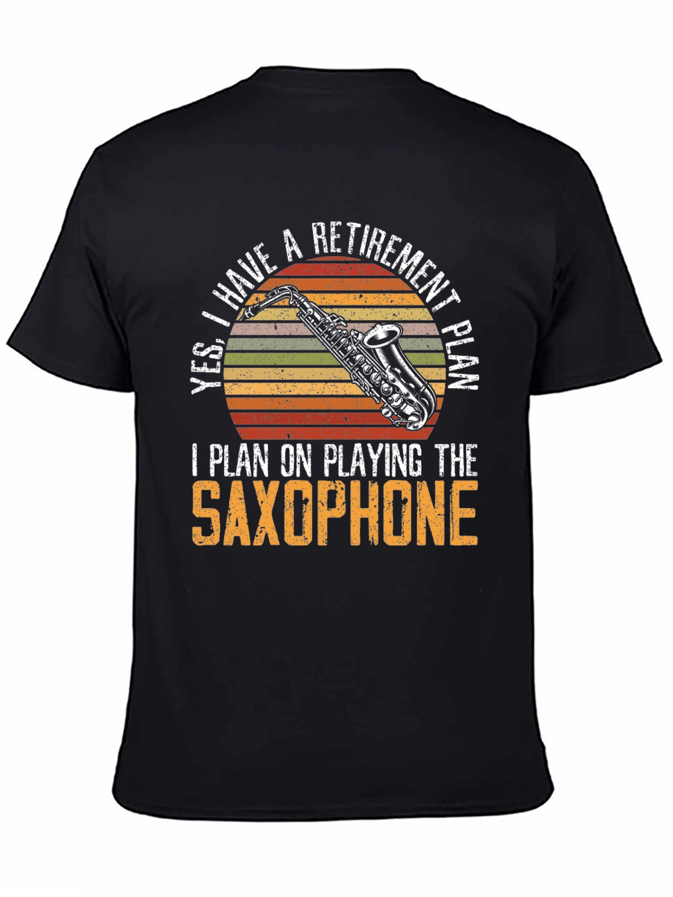 Black Retirement Saxophone T-Shirt - Musician Gift Tee view 4