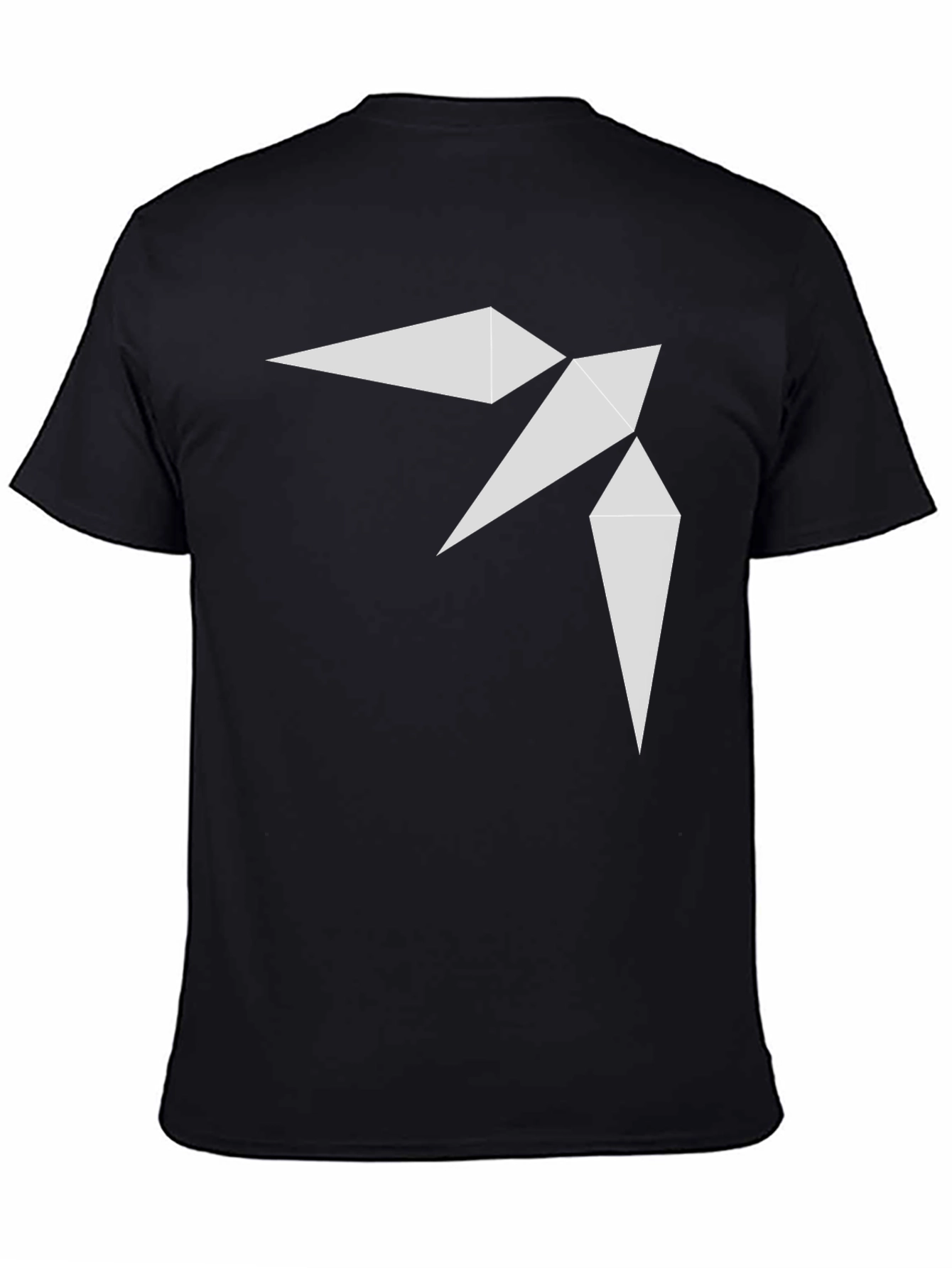 Black Geometric Bird Print Black T-Shirt view 4