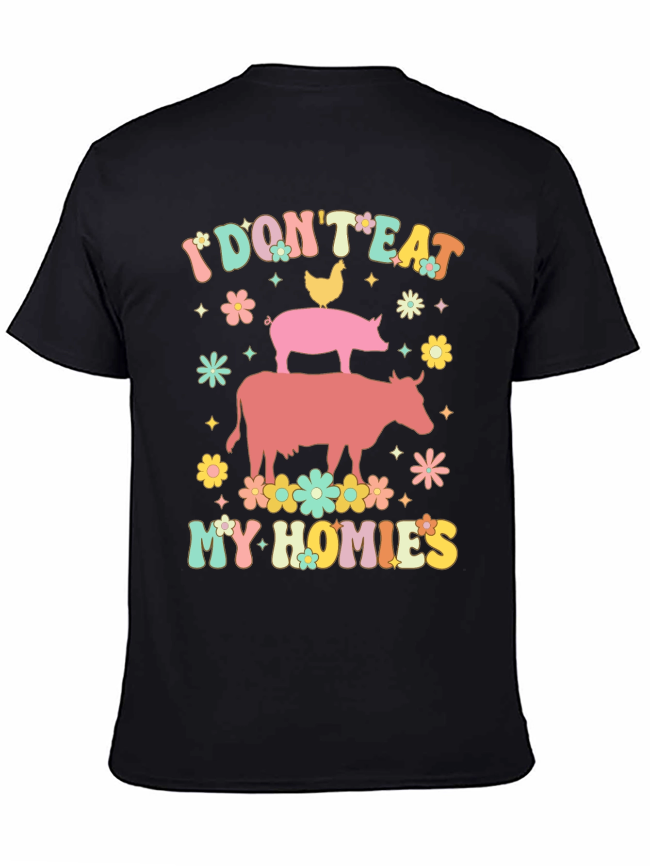 Black Vegan I Don't Eat My Homies T-Shirt view 4