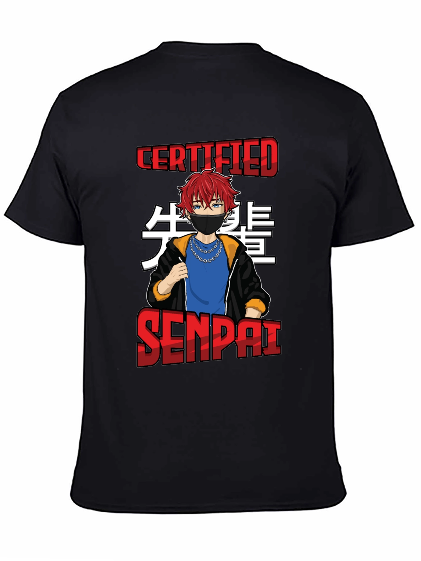 Black Certified Senpai Anime Style T-Shirt view 4