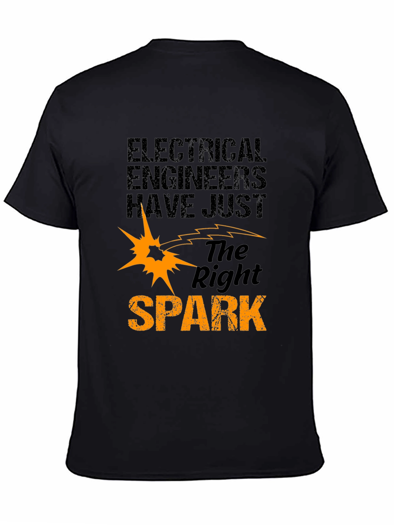 Black Electrical Engineer 'Right Spark' Graphic T-Shirt view 4