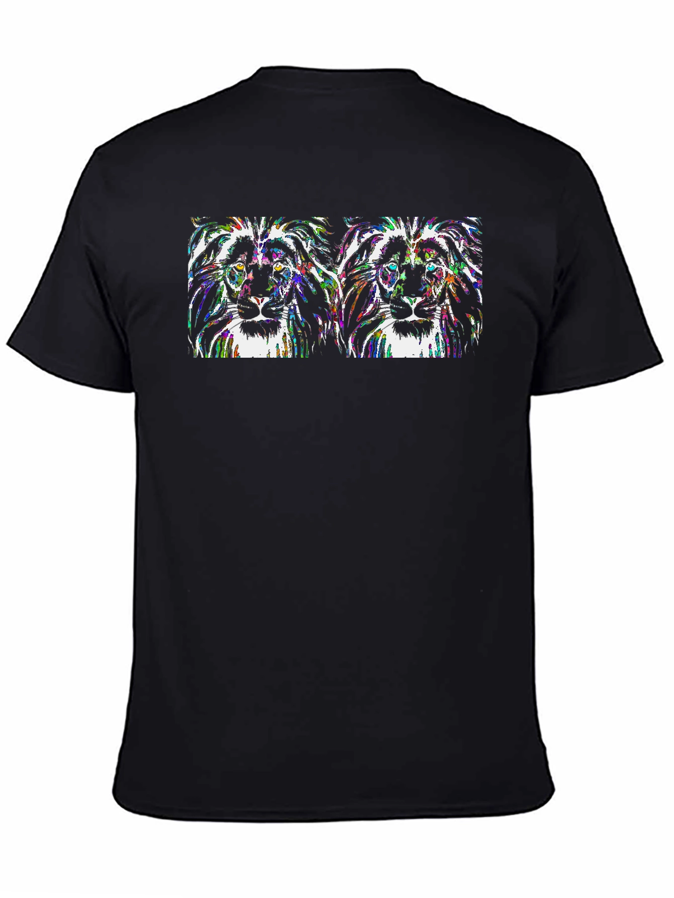 Black Lion Head Graphic T-Shirt - Black view 4