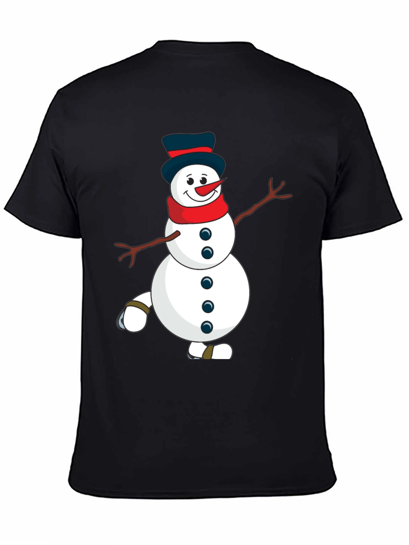 Black Snowman Graphic Tee - Black Cotton Blend view 4
