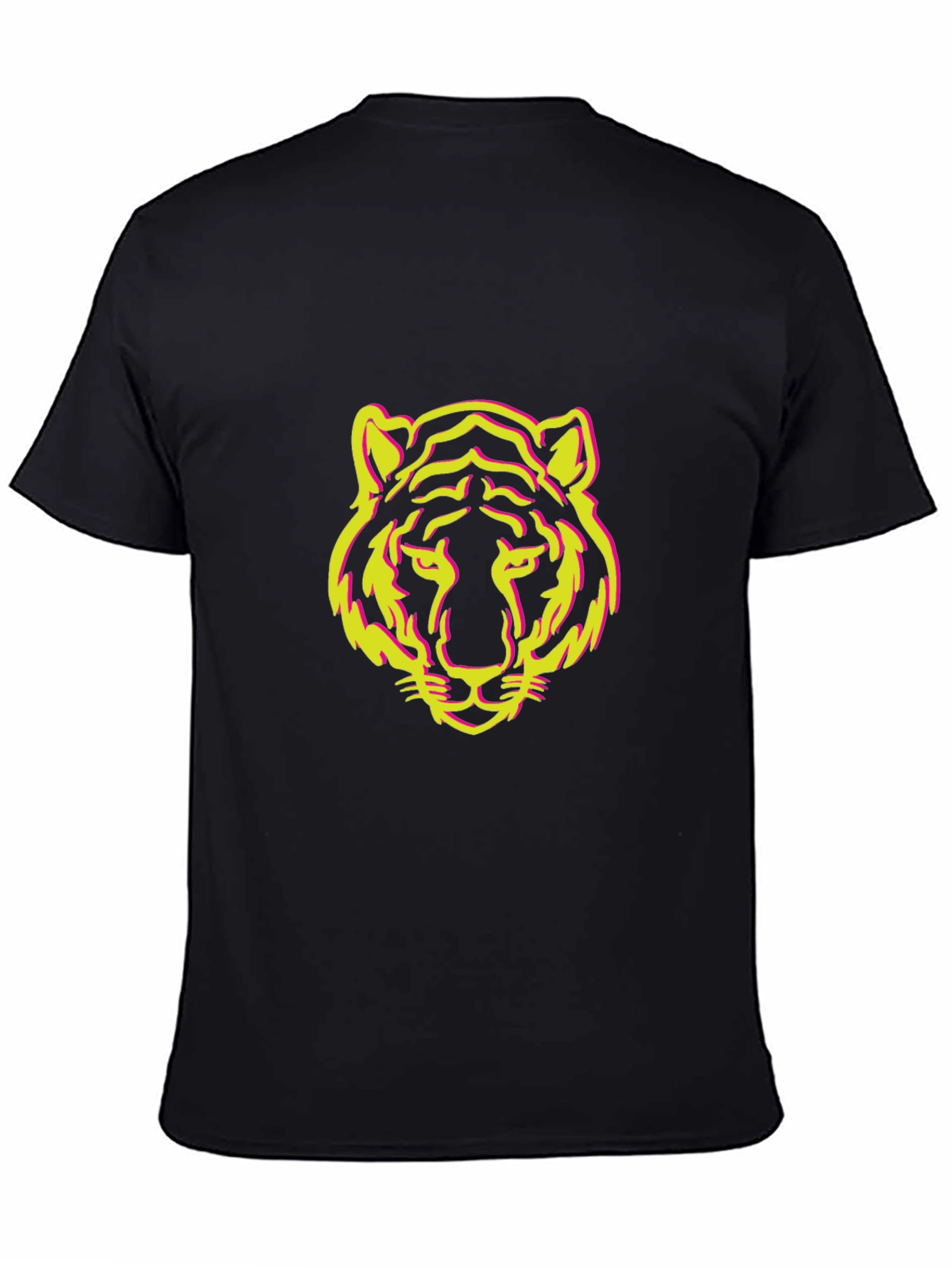 Black Black T-Shirt with Tiger Face Design view 4