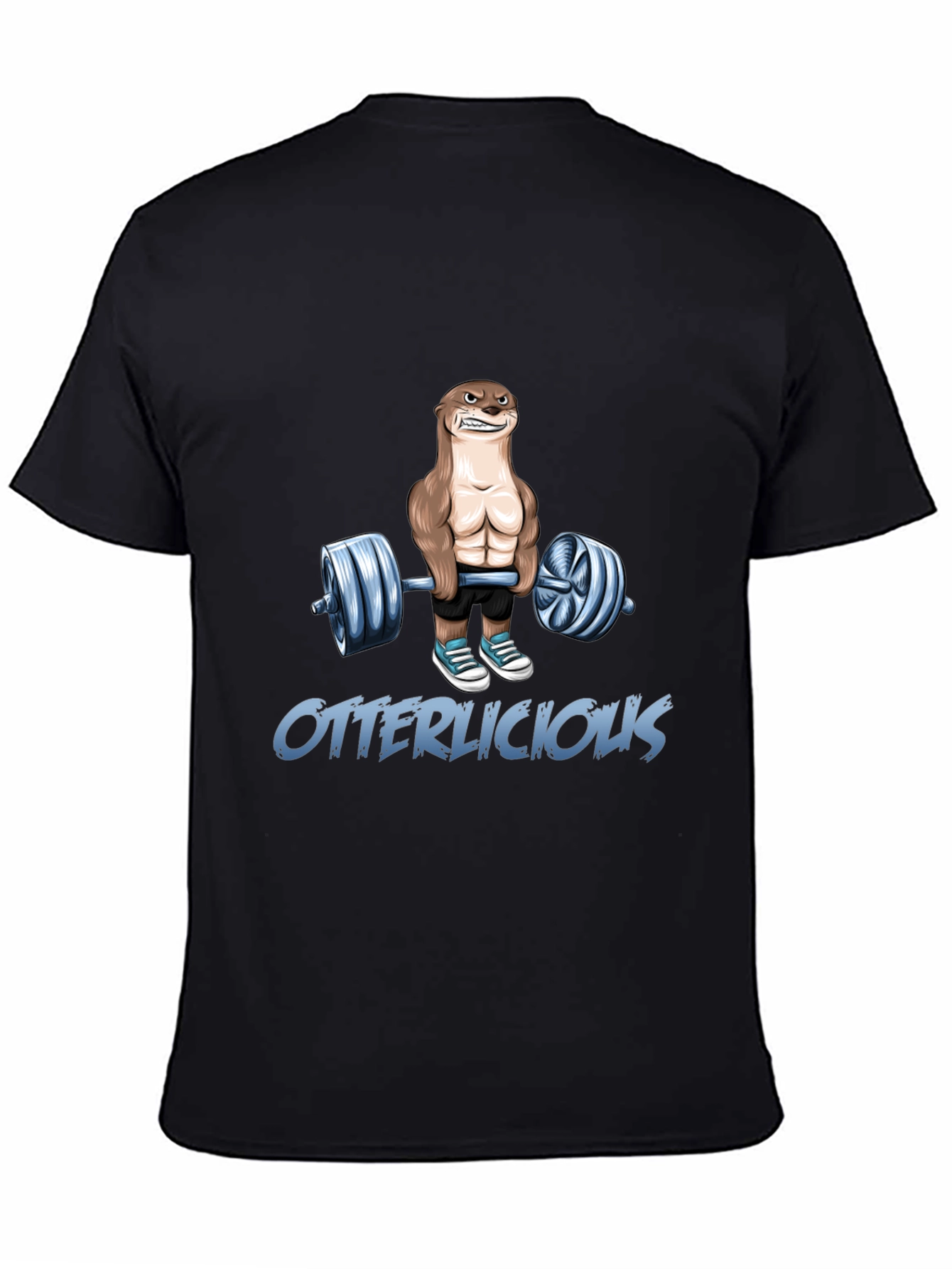 Black Otterlicious Workout T-Shirt - Funny Fitness Tee view 4