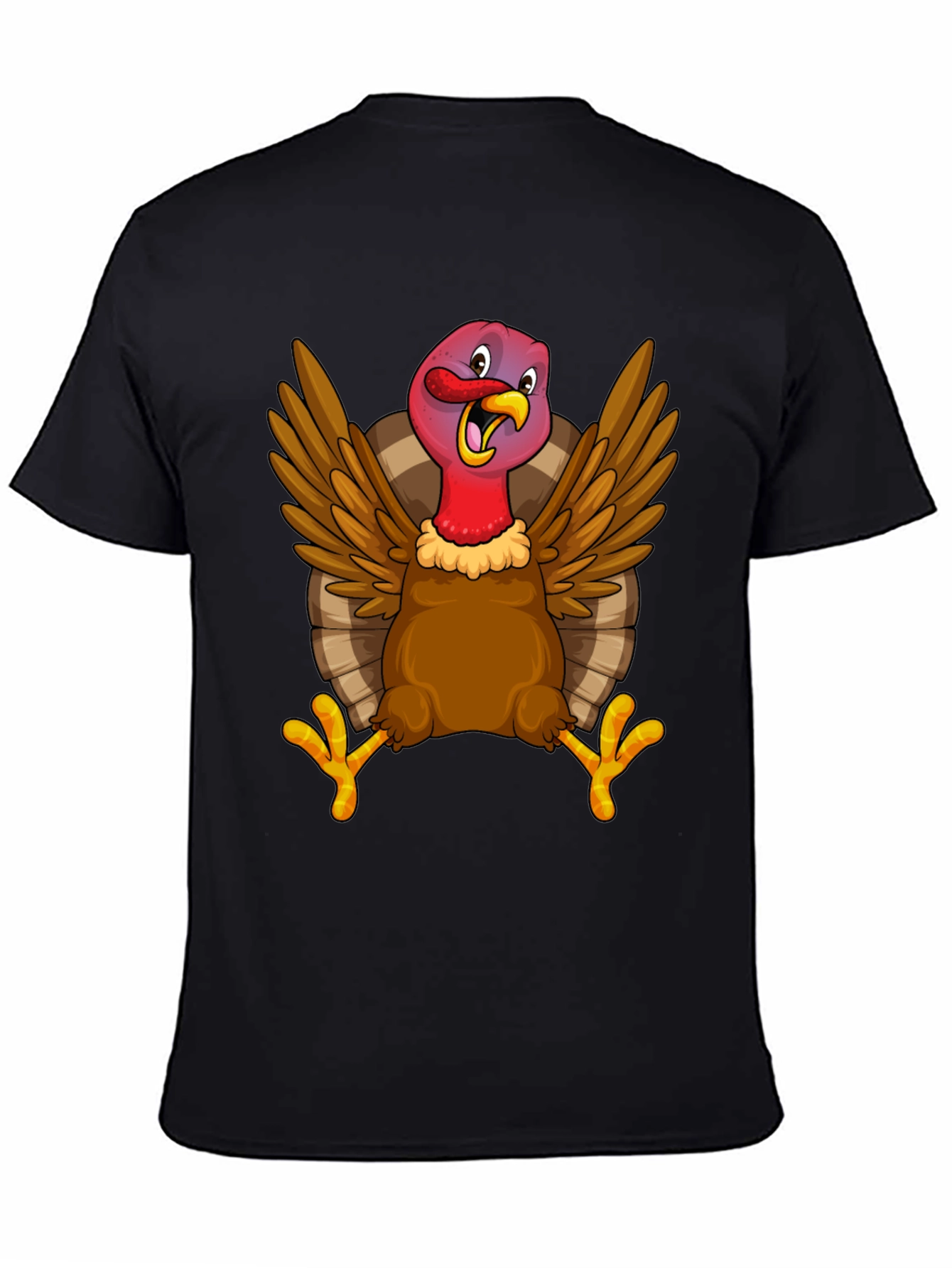 Black Funny Turkey Graphic Tee - Thanksgiving Holiday T-Shirt view 4