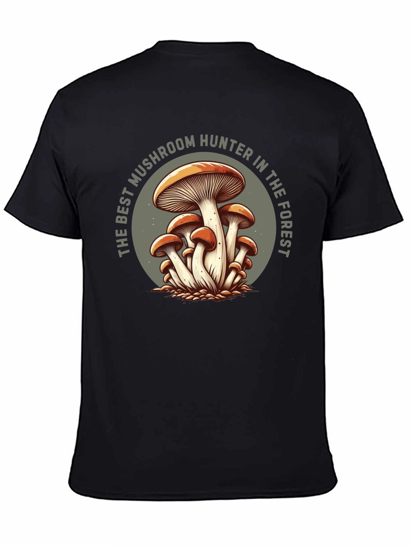 Black Mushroom Hunter T-Shirt - Forest Forager Tee view 4