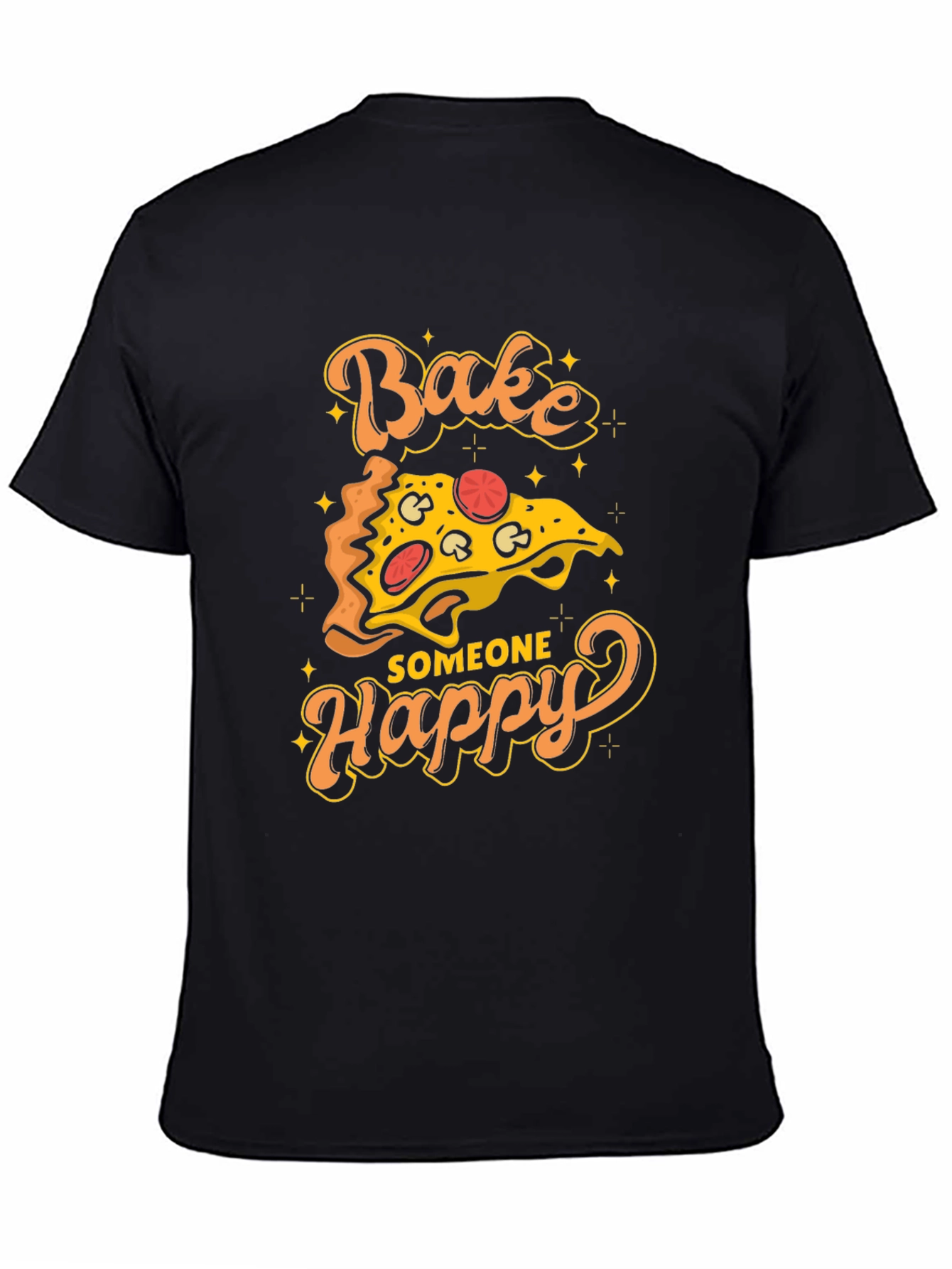 Black Bake Someone Happy Pizza Graphic T-Shirt view 4