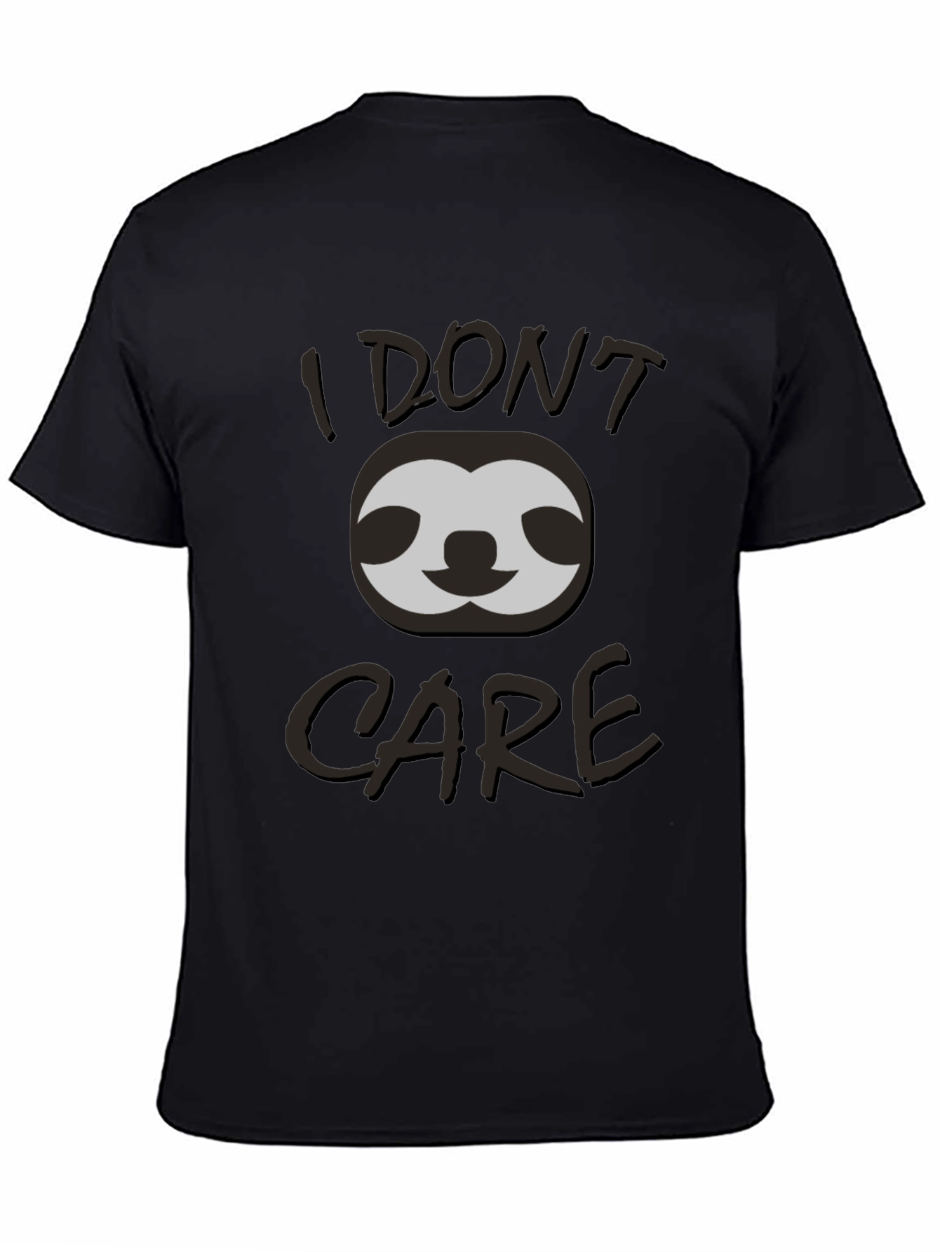 Black I Don't Care Sloth Graphic T-Shirt view 4