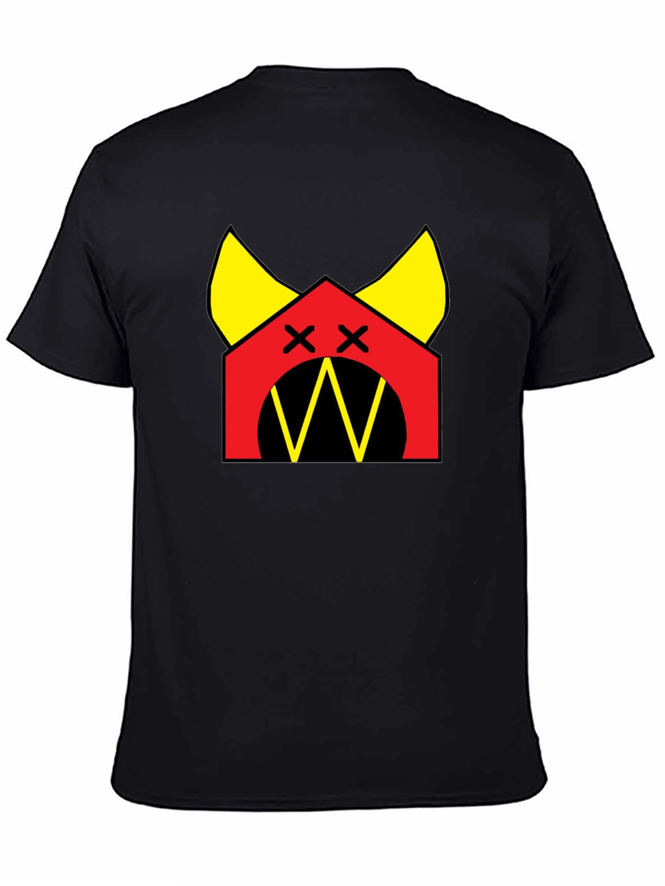 Black Graphic Tee: Red House with Yellow Accents Black T-Shirt view 4