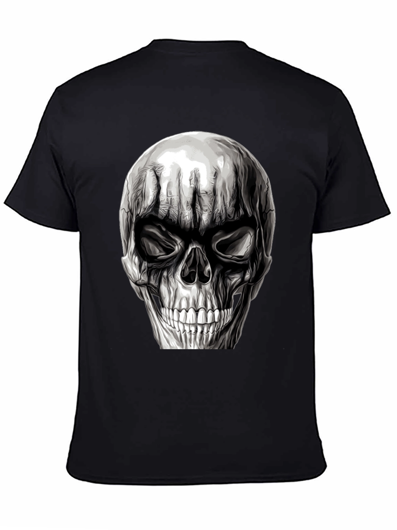 Black Skull Graphic T-Shirt - Men's Black Tee view 4