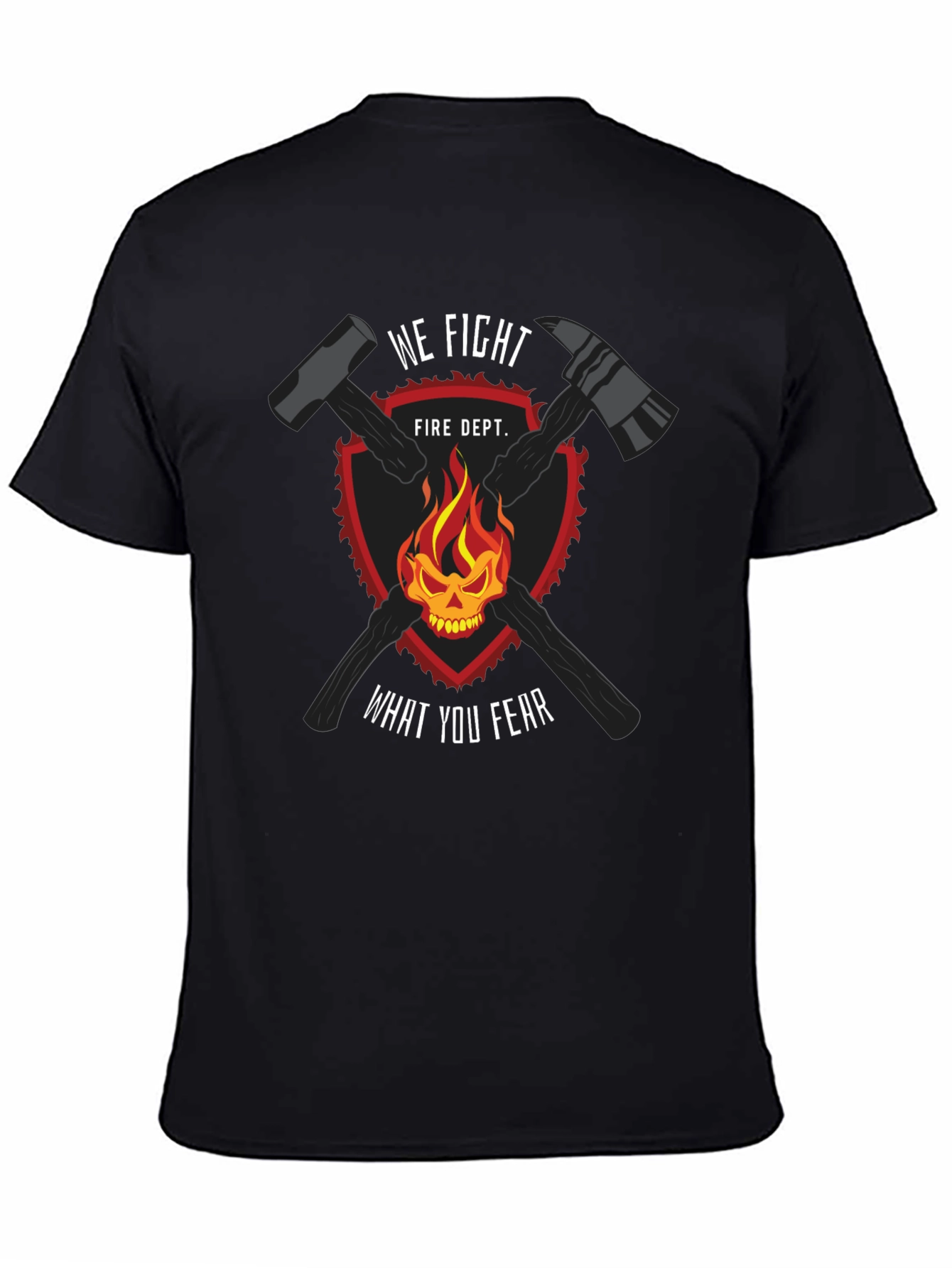 Black Firefighter Skull & Axes Graphic Tee - We Fight What You Fear view 4