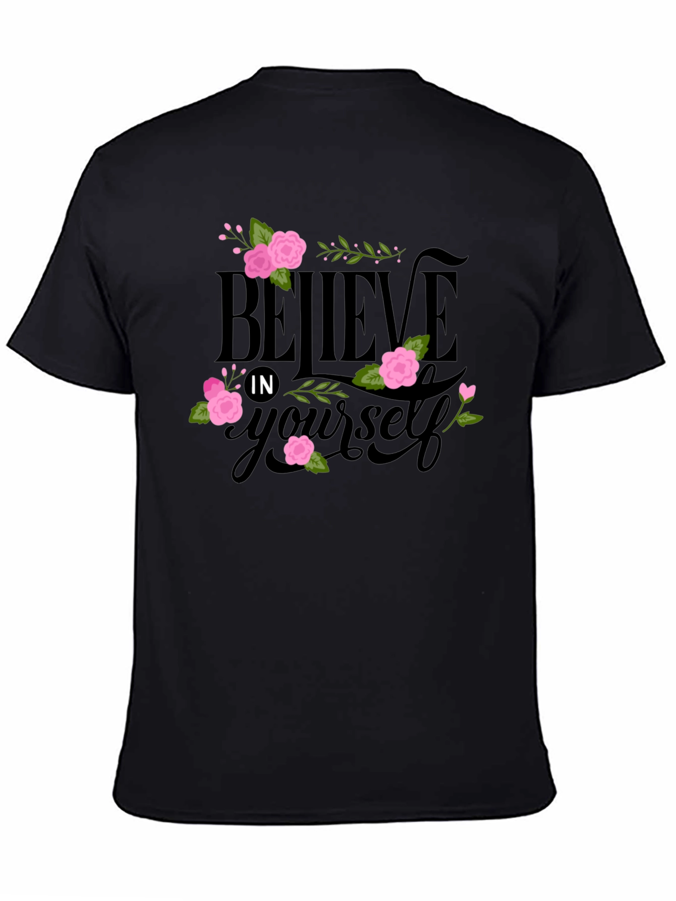 Black Believe in Yourself Floral Tee view 4